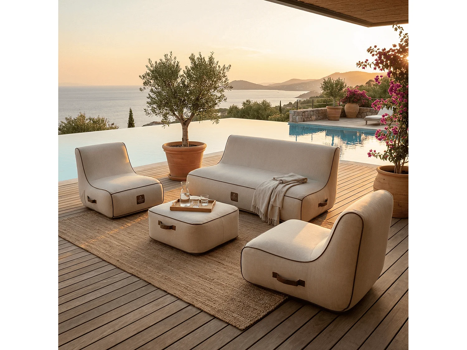 Coco Lounge Aufblasbares Gartenset Aloha Gebrochenes Weiß