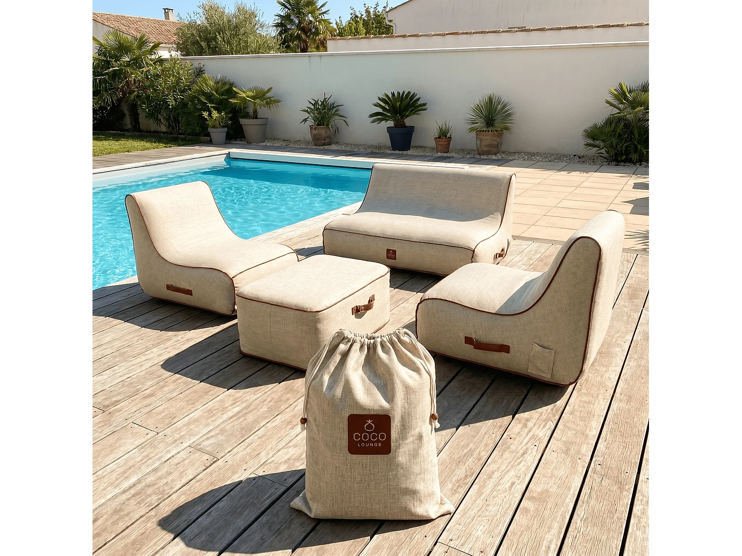 Coco Lounge Salon de jardin gonflable Aloha blanc cassé