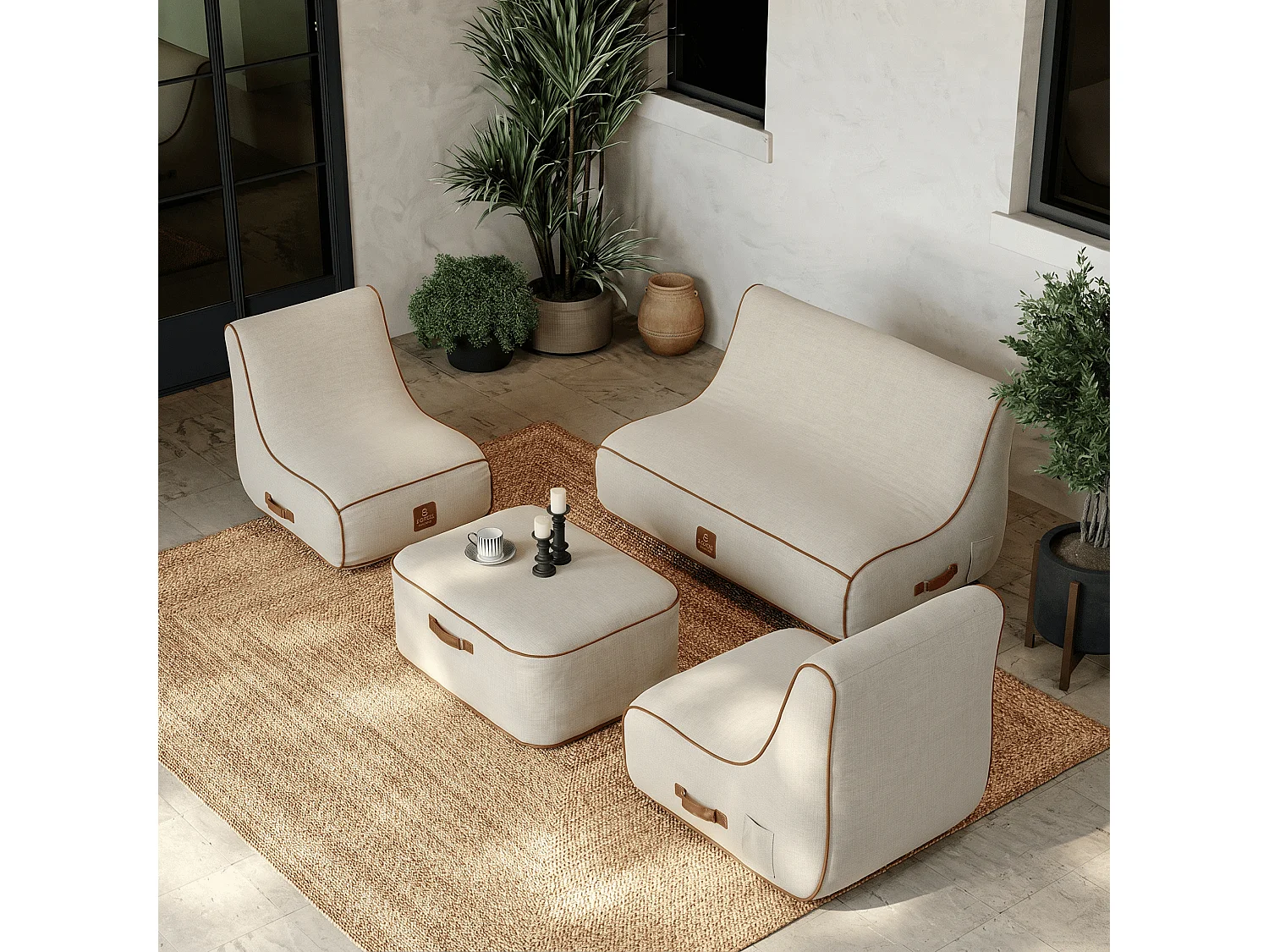 Coco Lounge Salon de jardin gonflable Aloha blanc cassé