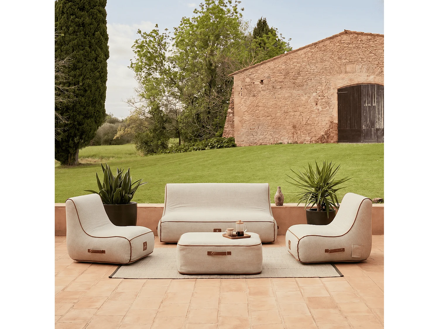 Coco Lounge Salon de jardin gonflable Aloha blanc cassé