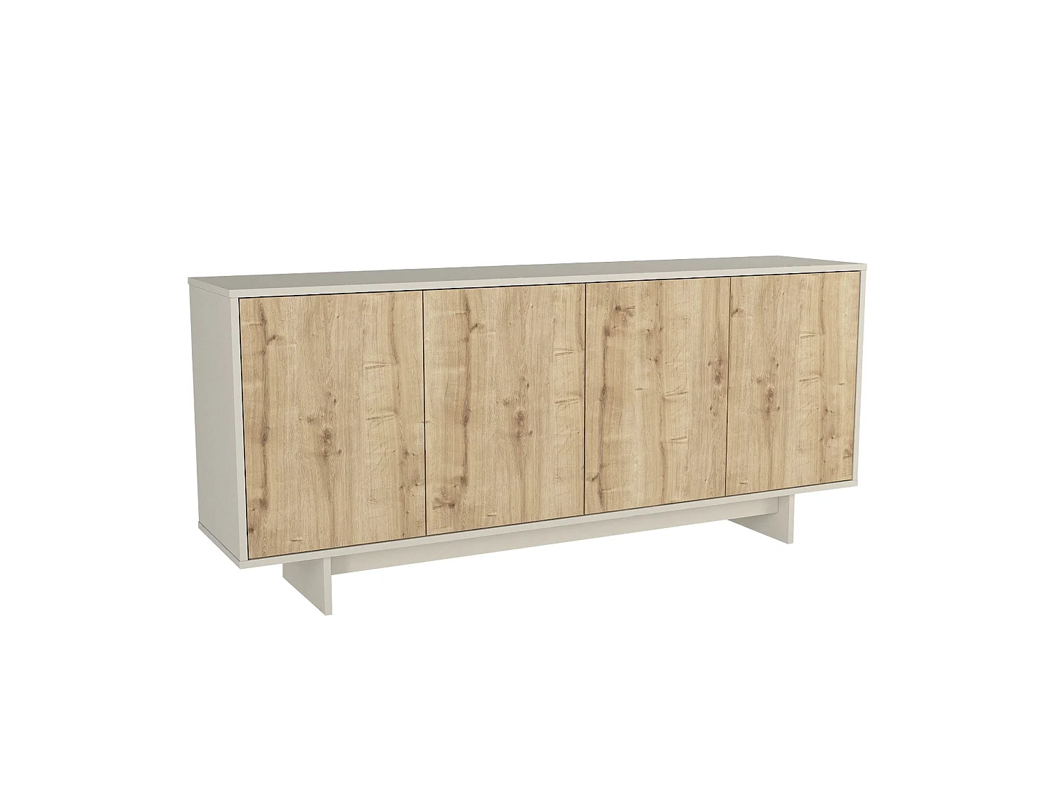 Buffet avec 4 portes - Naturel clair et Beige - ZEFYNA