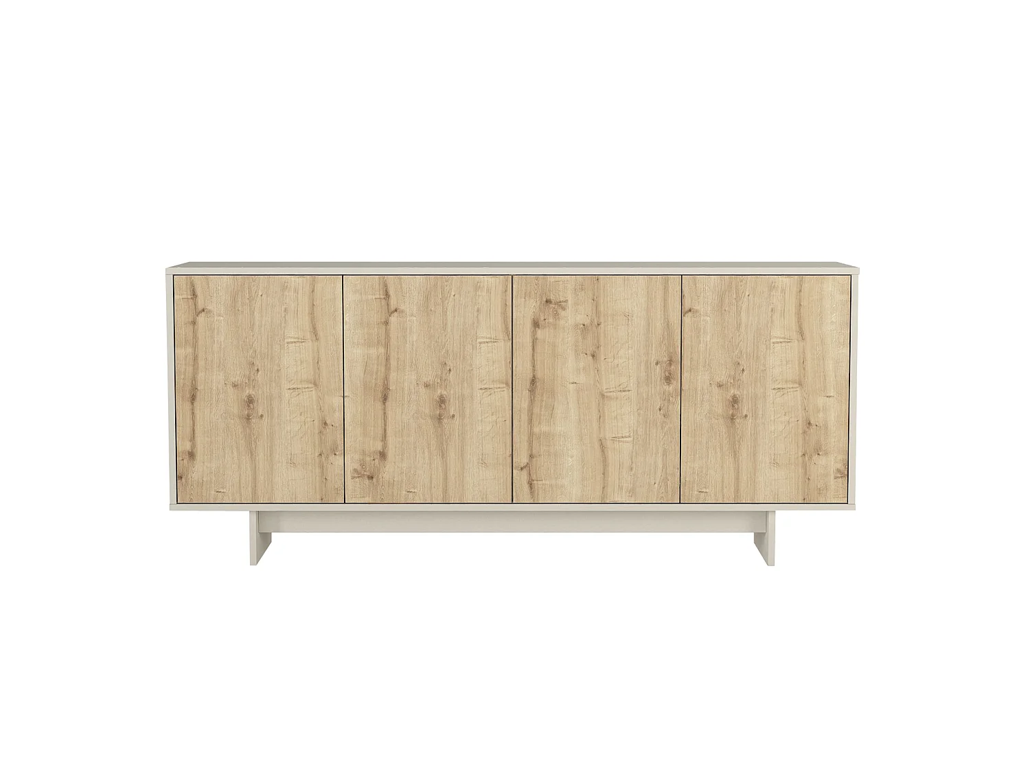 Buffet avec 4 portes - Naturel clair et Beige - ZEFYNA