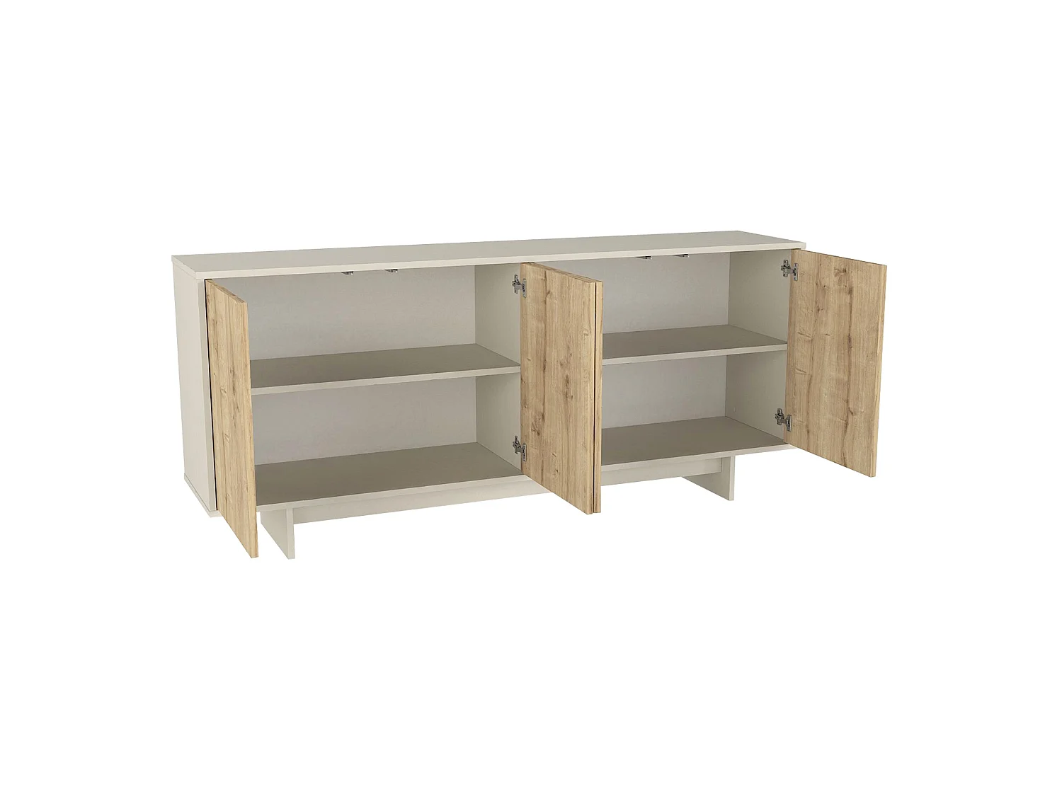 Buffet avec 4 portes - Naturel clair et Beige - ZEFYNA