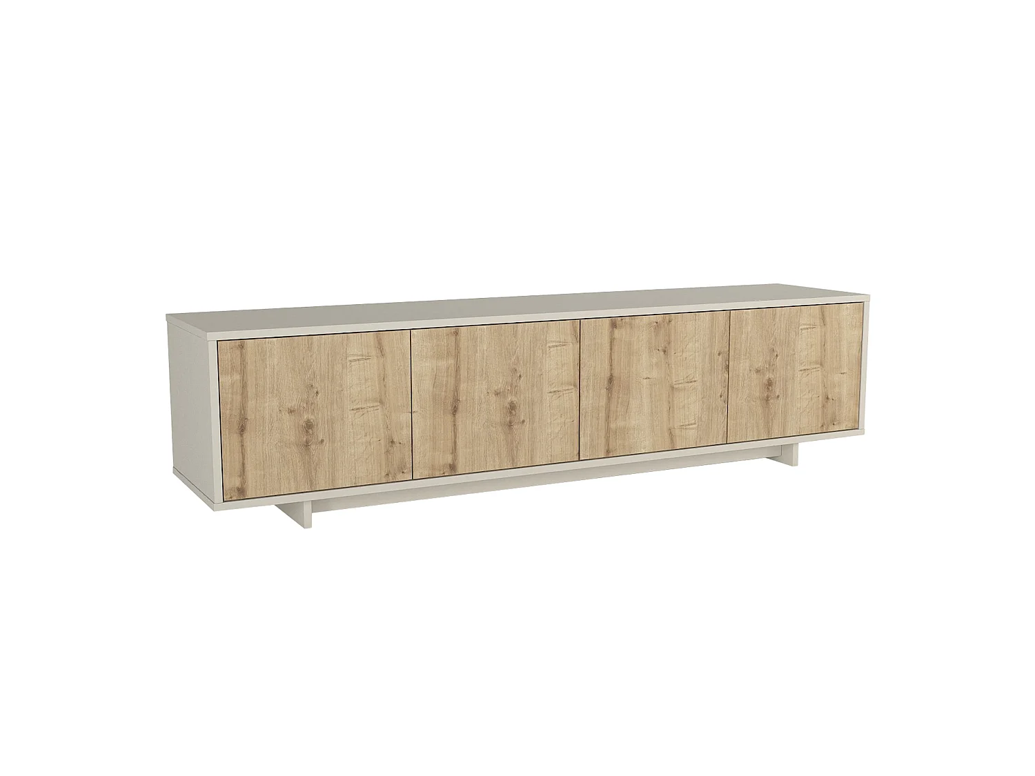 Meuble TV avec 4 portes - Naturel clair et Beige - ZEFYNA