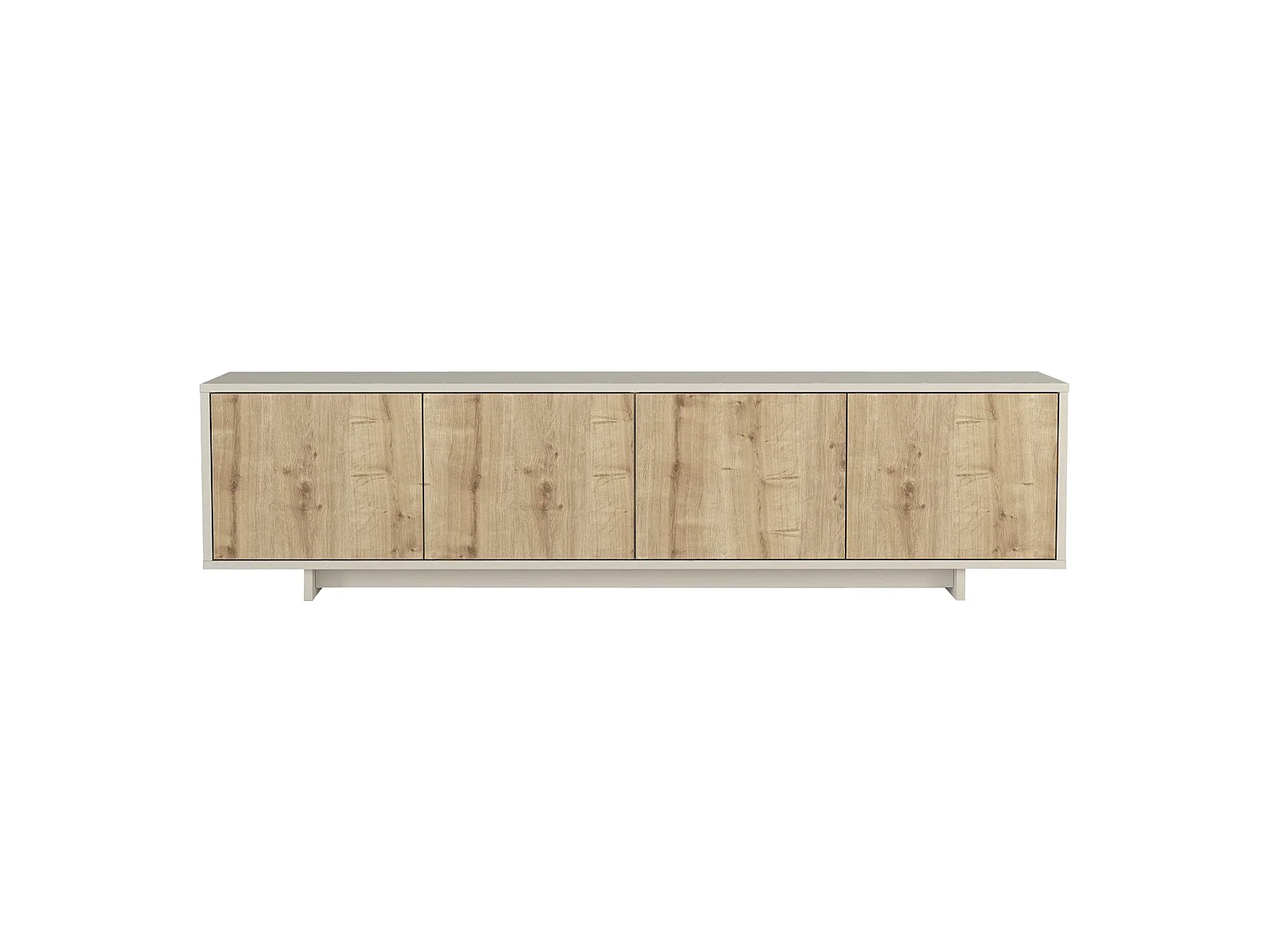 Meuble TV avec 4 portes - Naturel clair et Beige - ZEFYNA