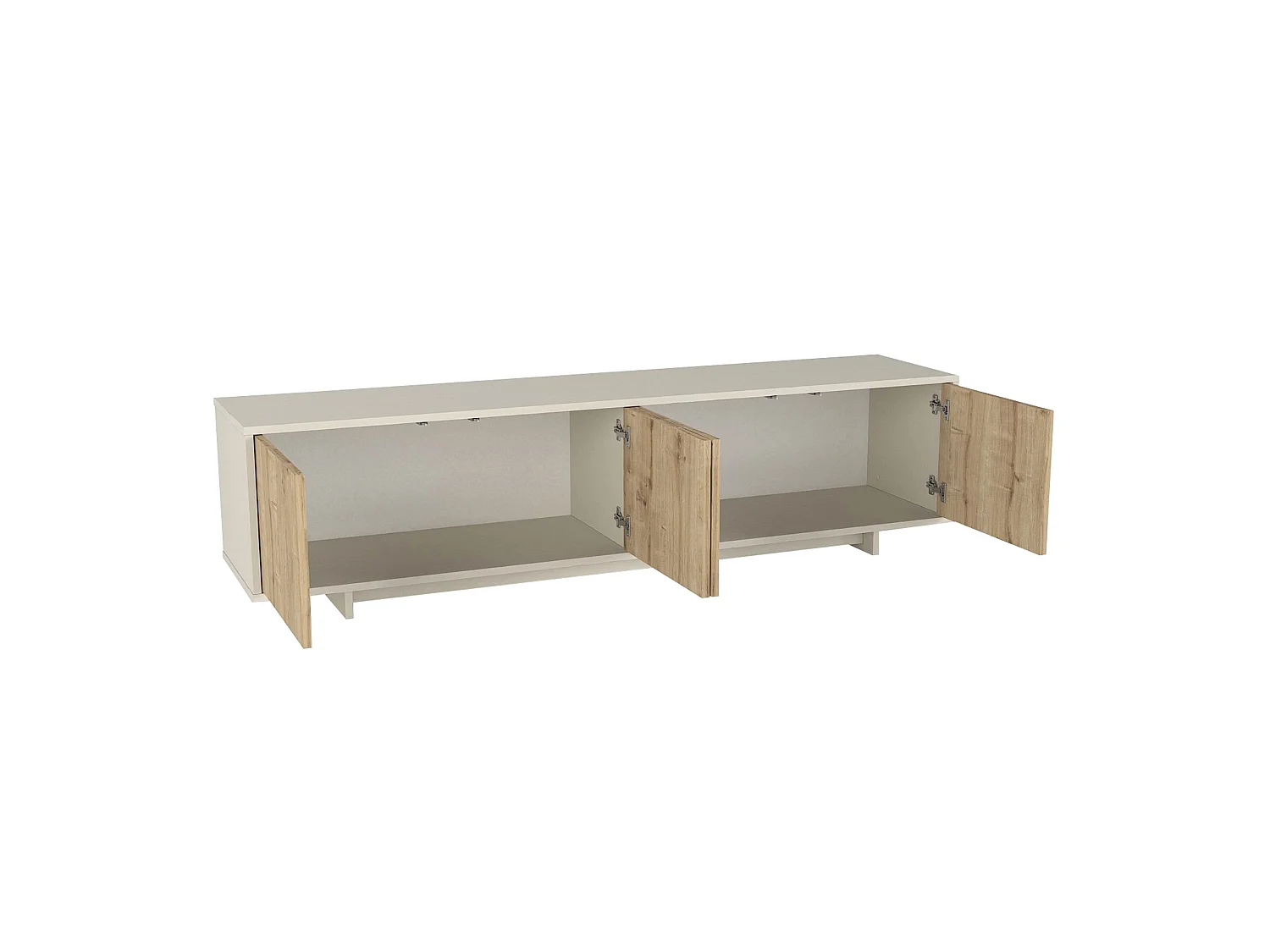 Meuble TV avec 4 portes - Naturel clair et Beige - ZEFYNA