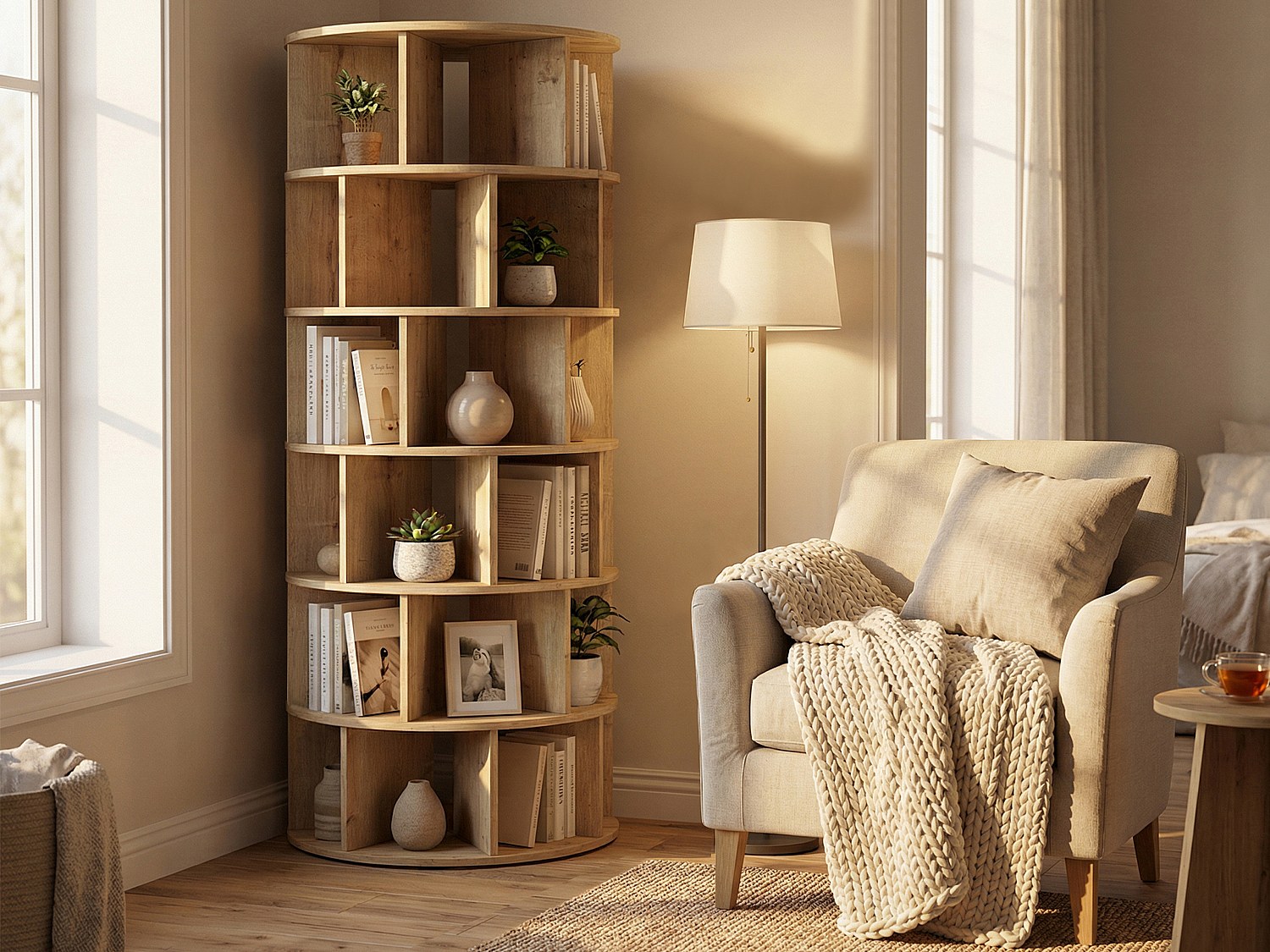 Bibliothèque avec 21 niches - Naturel clair - LAREYA