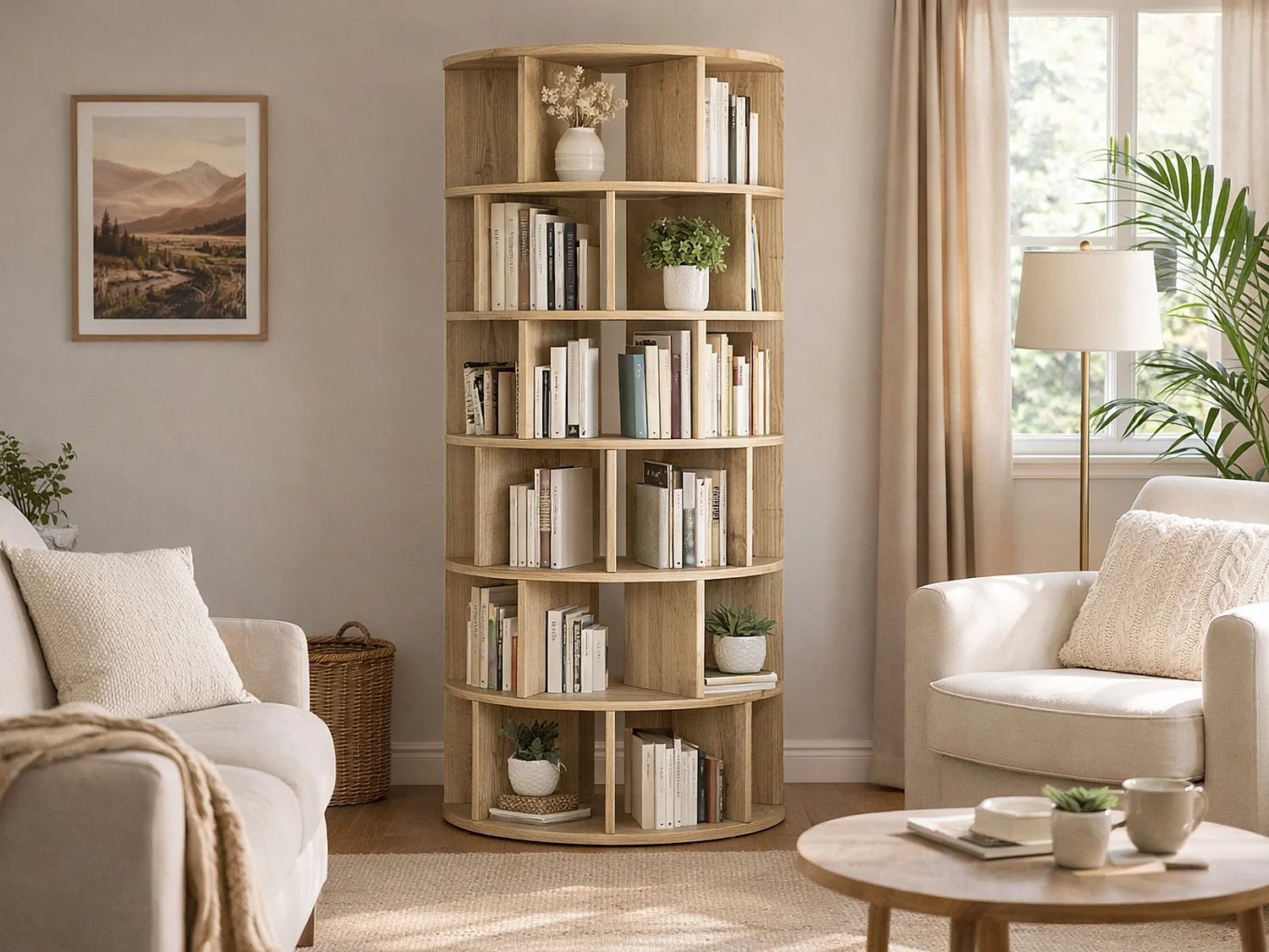 Bibliothèque avec 21 niches - Naturel clair - LAREYA