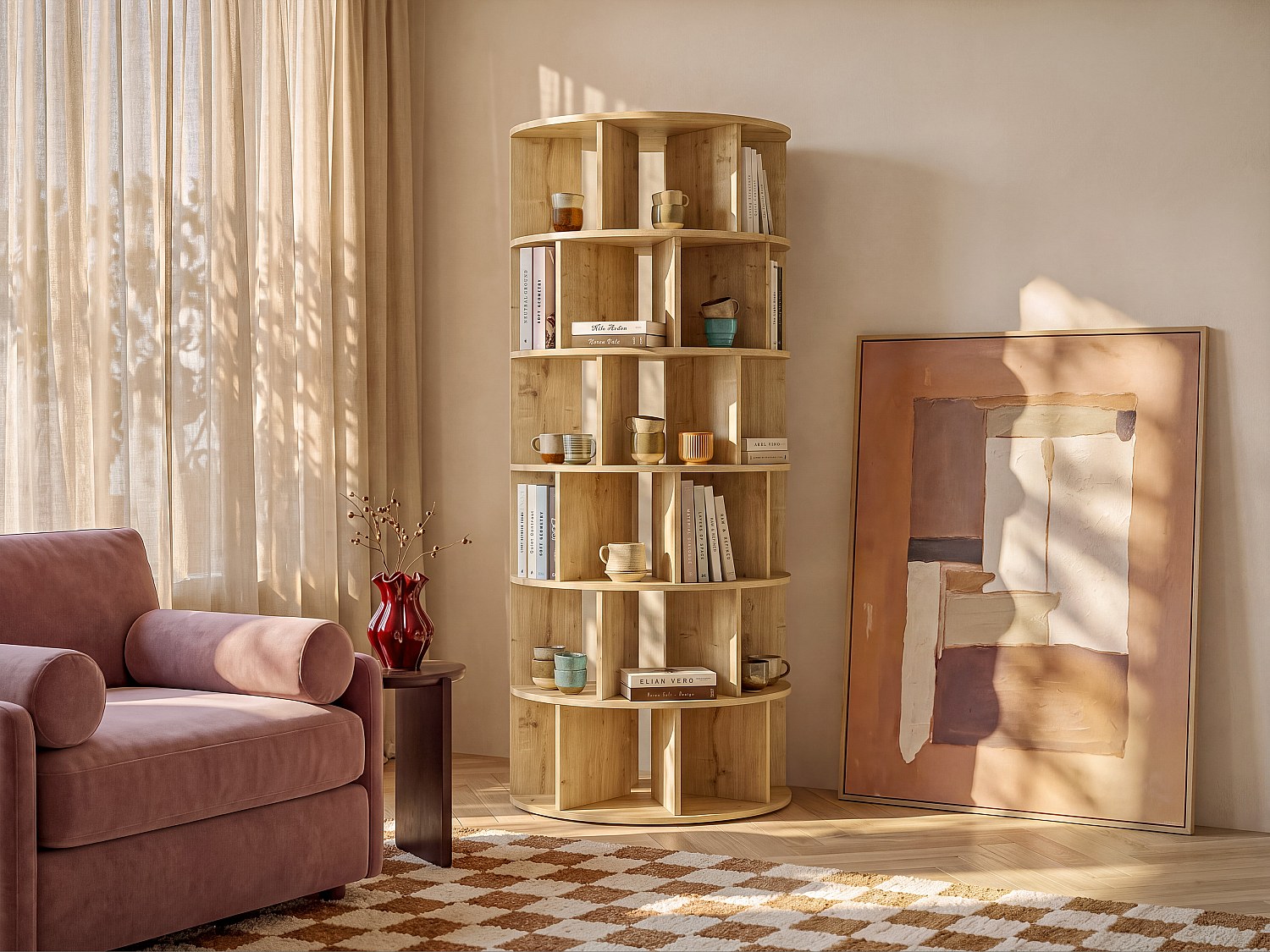 Bücherregal mit 21 Fächern - Helles Naturholz - LAREYA