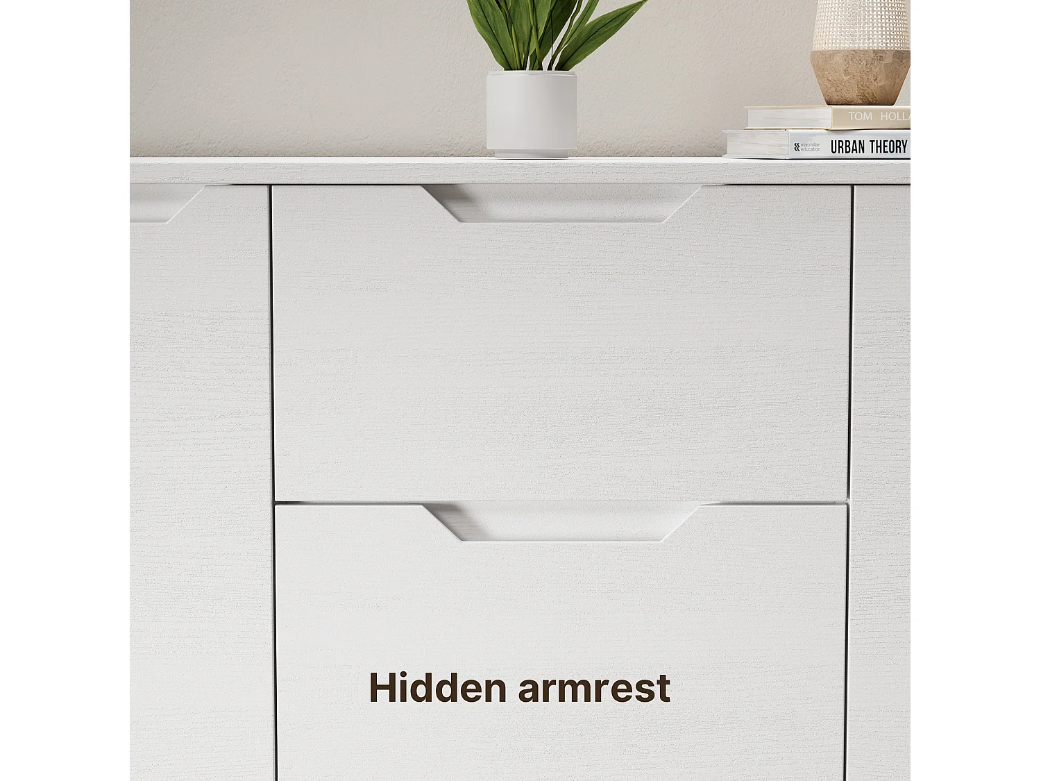 Bealife Armoire de Rangement 2 portes 3 tiroirs – Blanc 100×35×76 cm – Poignées invisibles, Fond de meuble surélevé，Anti-basculement – Salon, Chambre, Calle de bain