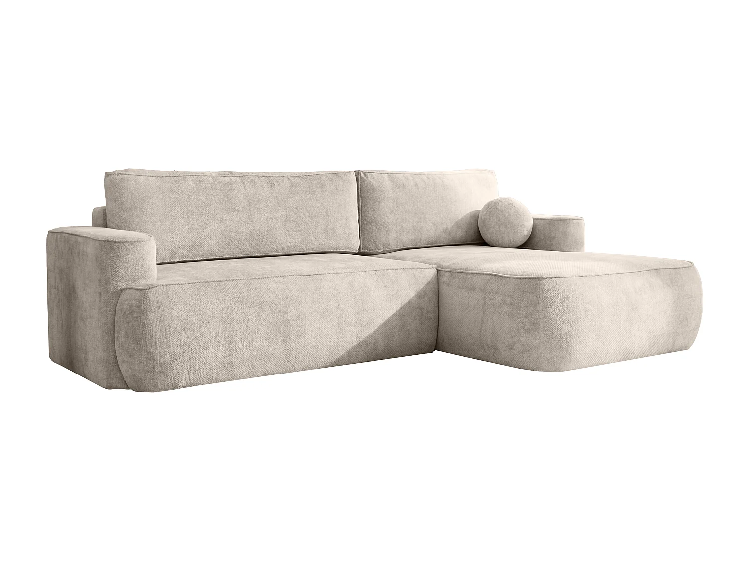 Narożnik Moon, do salonu, z funkcją spania, Flow, prawy, kremowy (04)