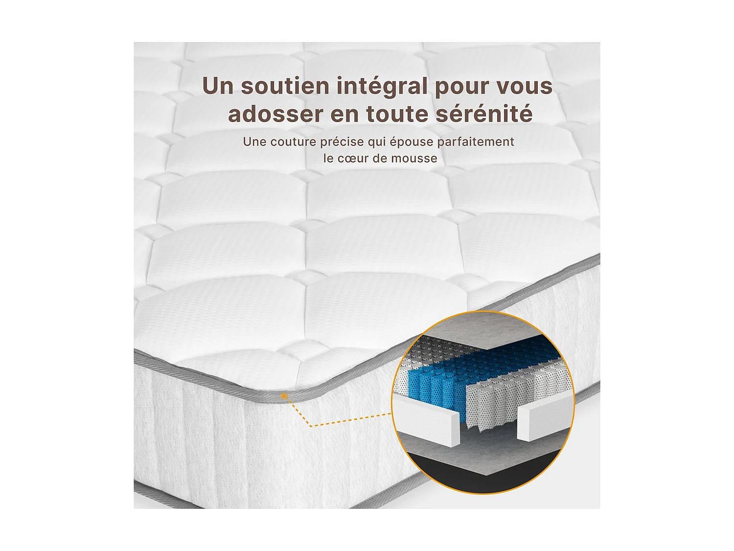 Matelas 140x190cm Ressorts ensachés soutien Medium épaisseur 20 cm