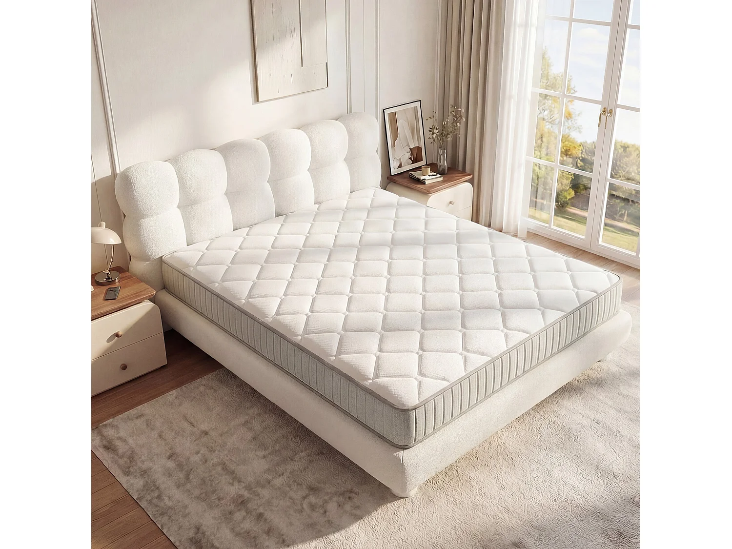 Matelas 140x190cm Ressorts ensachés soutien Medium épaisseur 20 cm