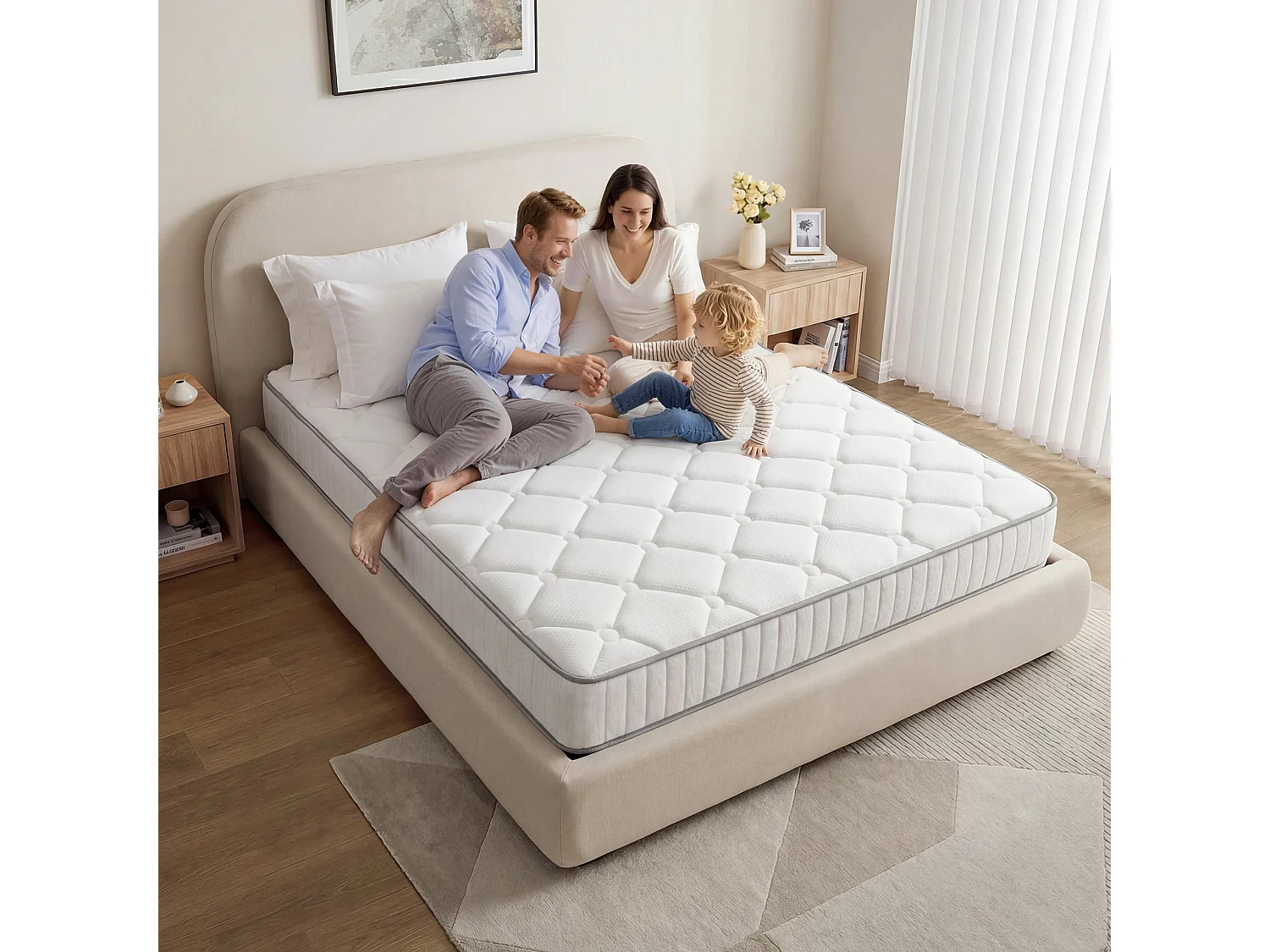 Matelas 140x190cm Ressorts ensachés soutien Medium épaisseur 20 cm