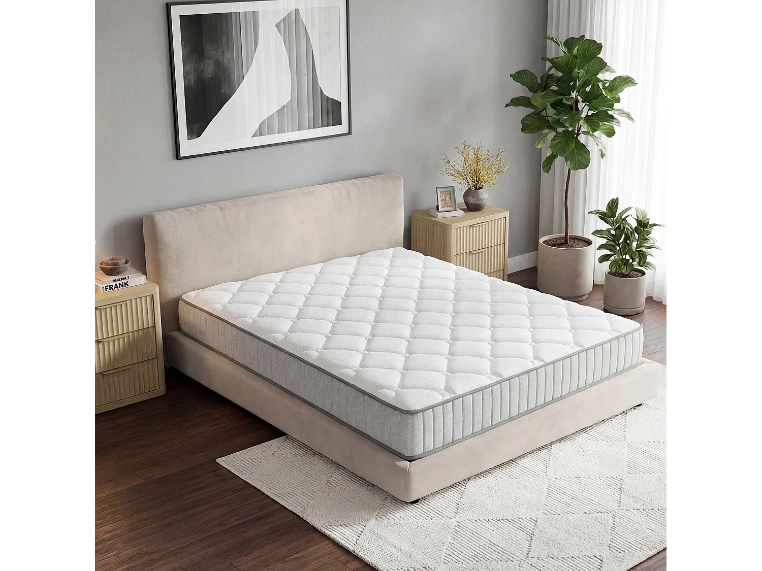 Matelas 140x200cm Ressorts ensachés soutien Medium épaisseur 20 cm
