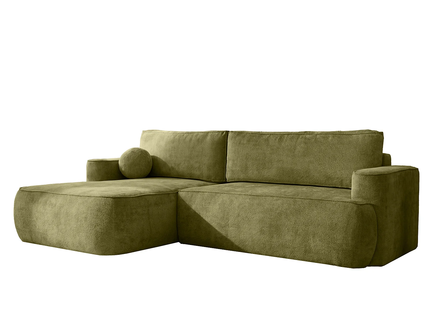 Canapé d'angle Moon, pour salon, avec fonction couchage, Flow, gauche, vert (12)
