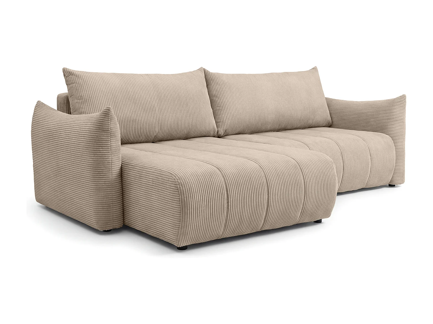 Narożnik Flo, z funkcją spania, do salonu, tkanina Poso, cappuccino (02)