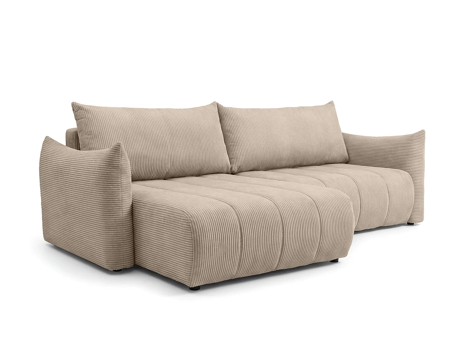 Canapé d'angle Flo, avec fonction couchage, pour salon, tissu Poso, cappuccino (02)