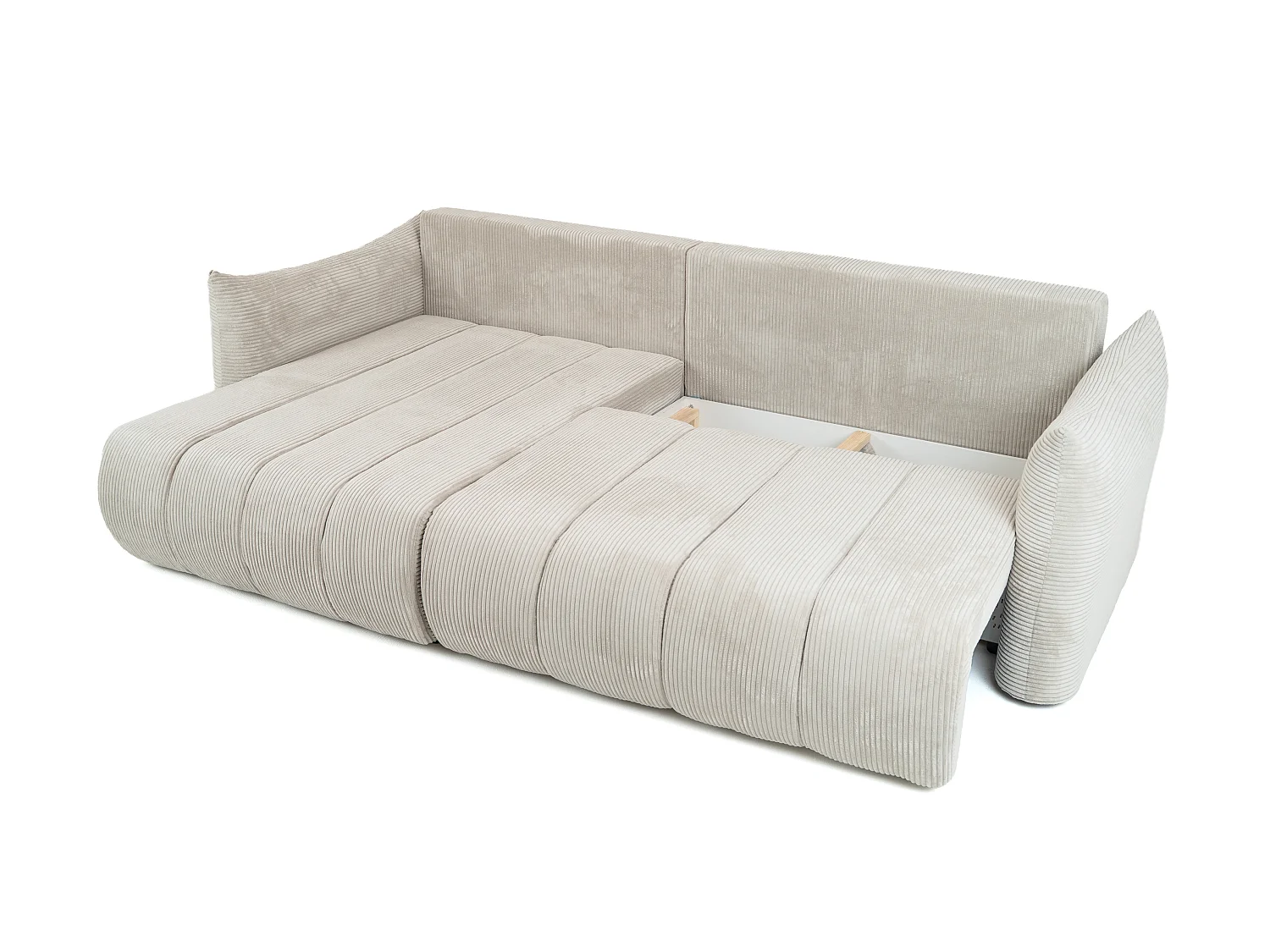 Canapé d'angle Flo, avec fonction couchage, pour salon, tissu Poso, cappuccino (02)
