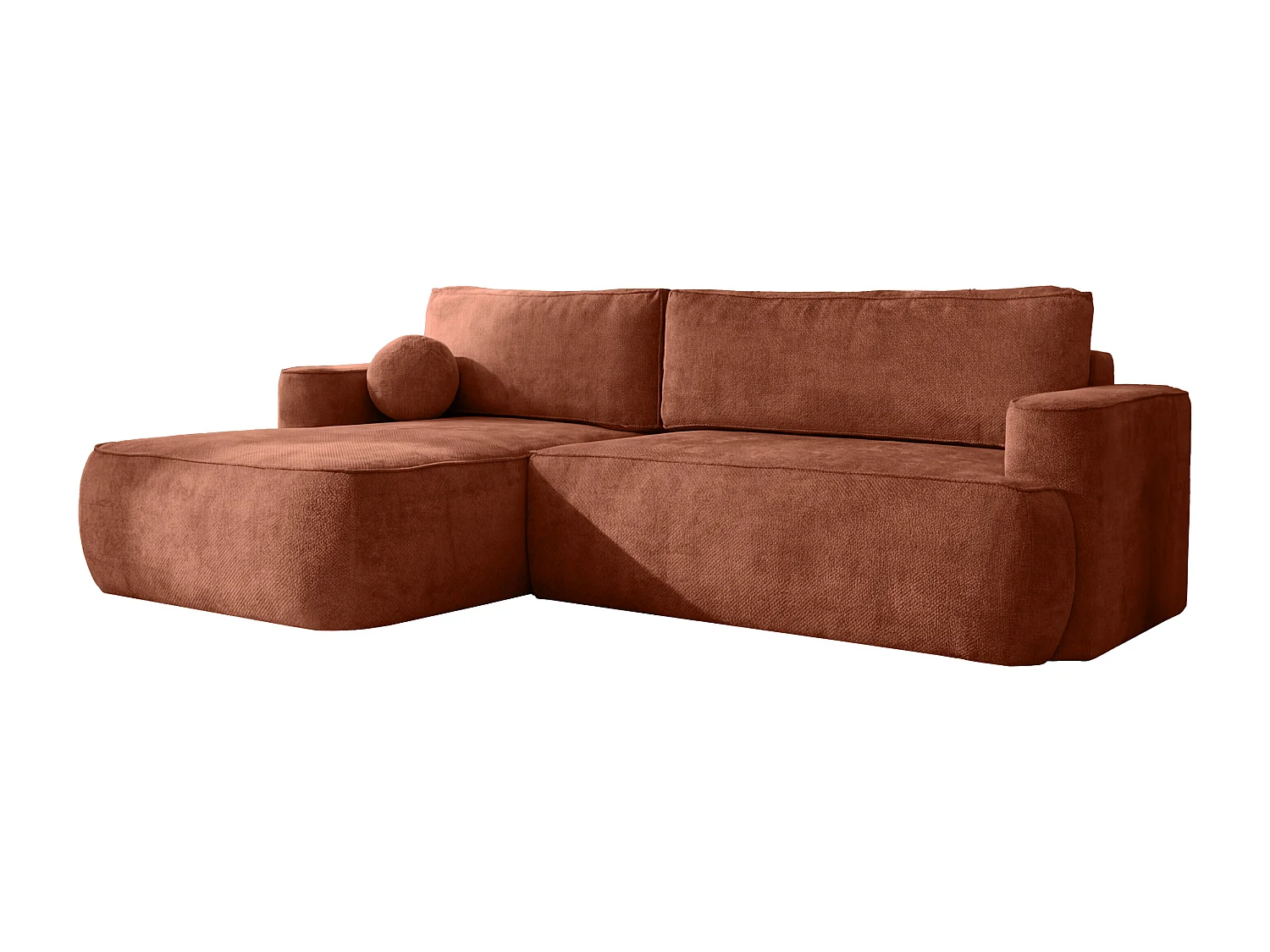 Narożnik Moon, do salonu, z funkcją spania, Flow, lewy, cegła (09)