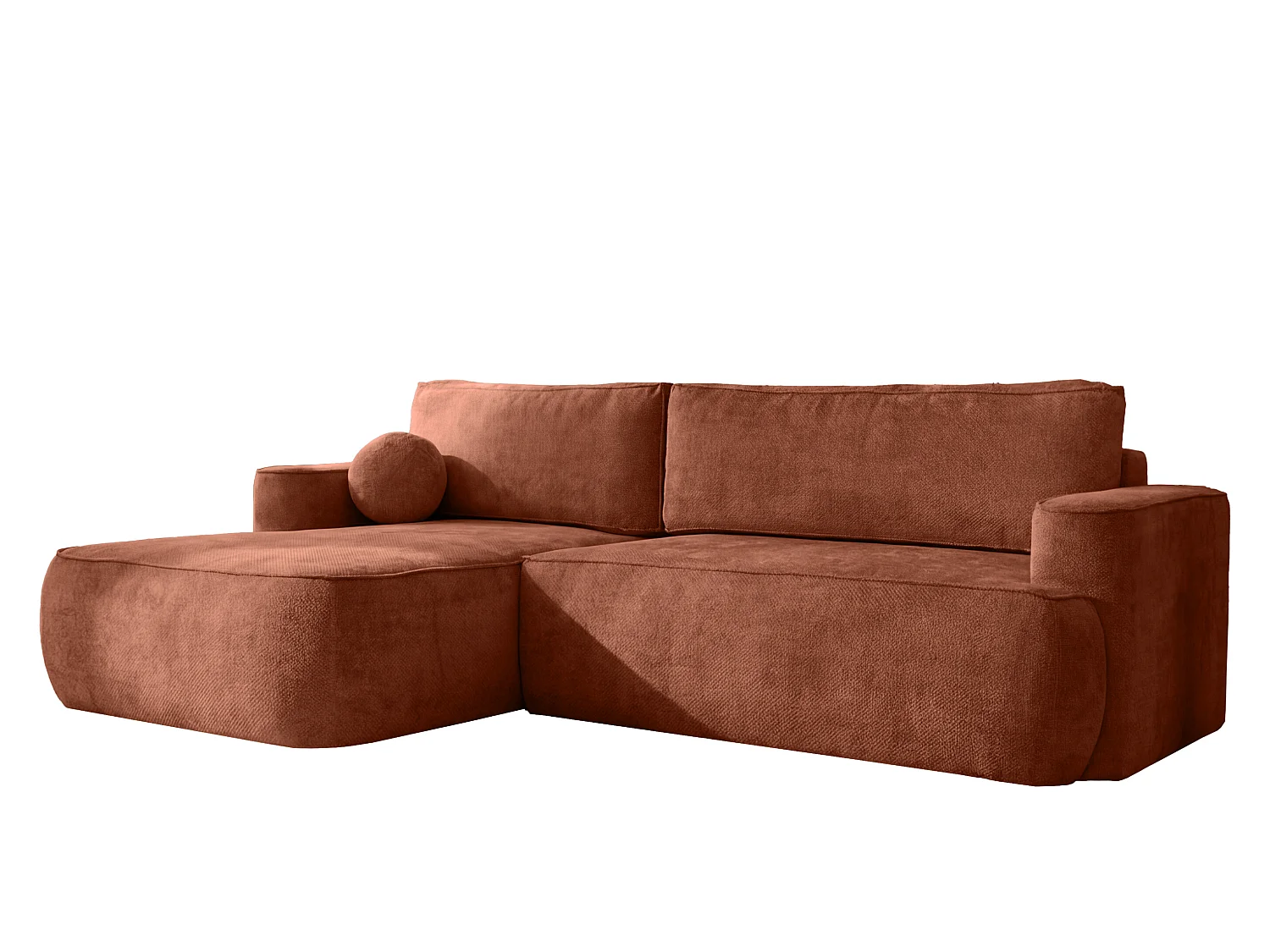 Canapé d'angle Moon, pour salon, avec fonction couchage, Flow, gauche, brique (09)