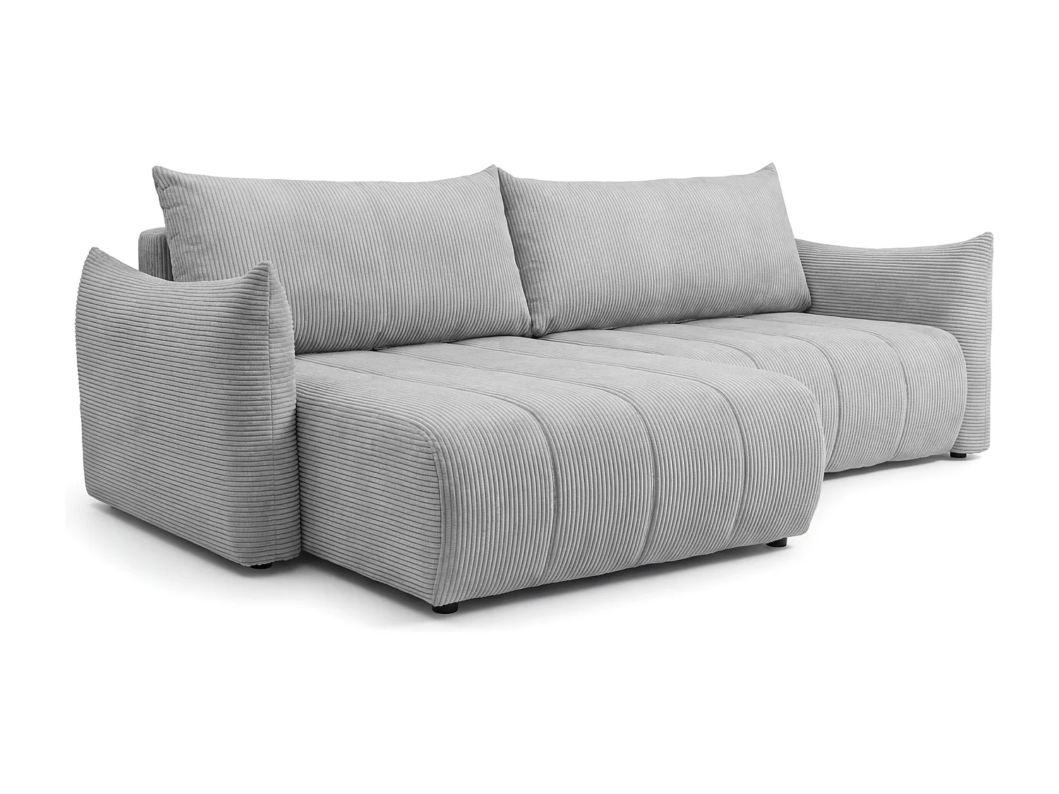 Narożnik Flo, z funkcją spania, do salonu, tkanina Poso, jasnoszary (55)