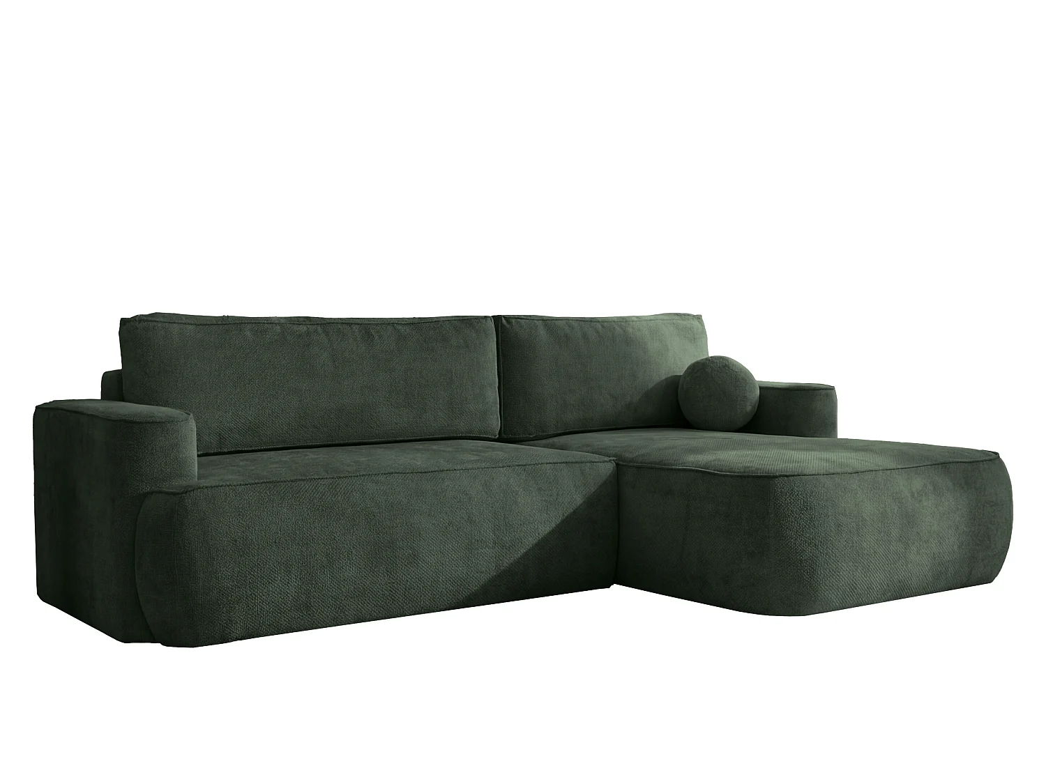 Canapé d'angle Moon pour salon avec fonction couchage, Flow, droit, vert bouteille (19)