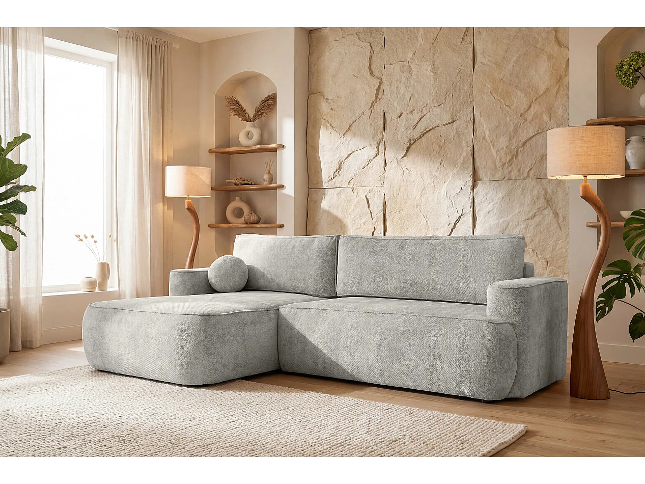 Narożnik Moon, do salonu, z funkcją spania, Flow, lewy, szary (16)