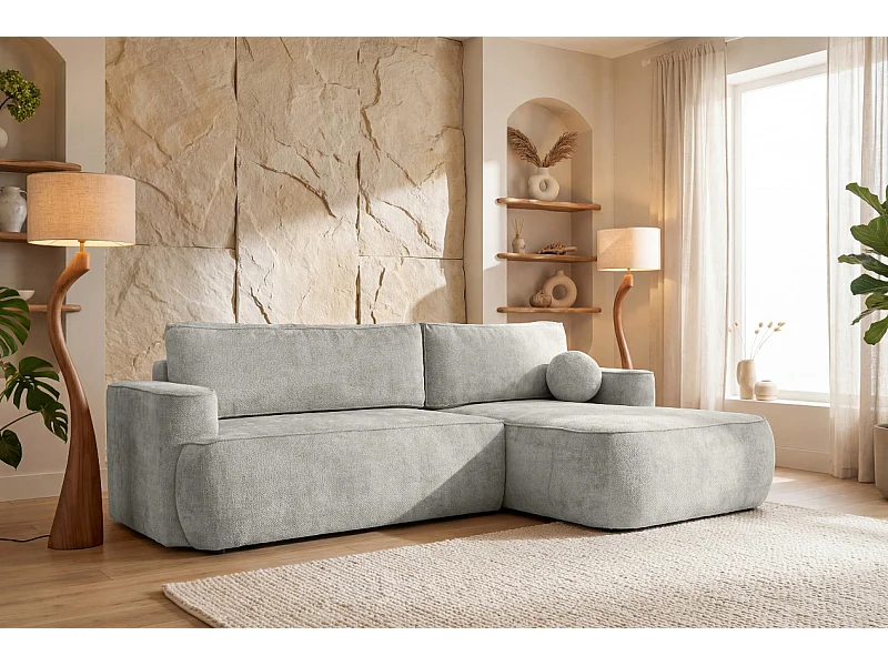 Narożnik Moon, do salonu, z funkcją spania, Flow, prawy, szary (16)