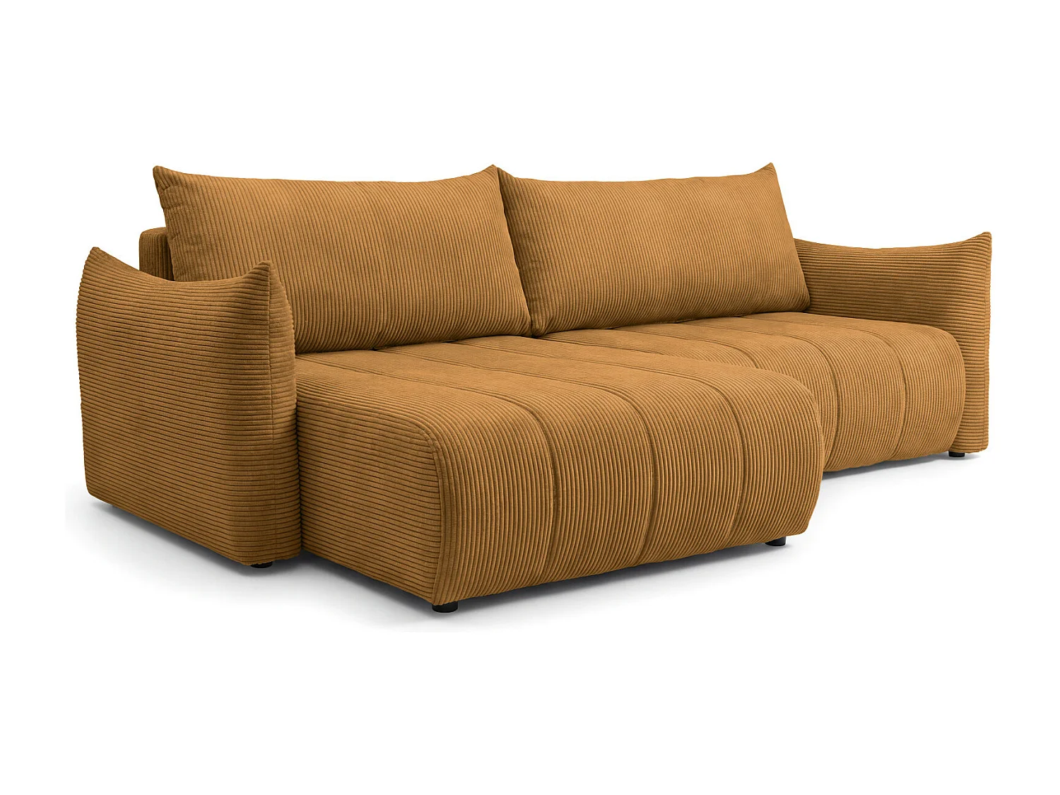 Narożnik Flo, z funkcją spania, do salonu, tkanina Poso, musztarda (01)