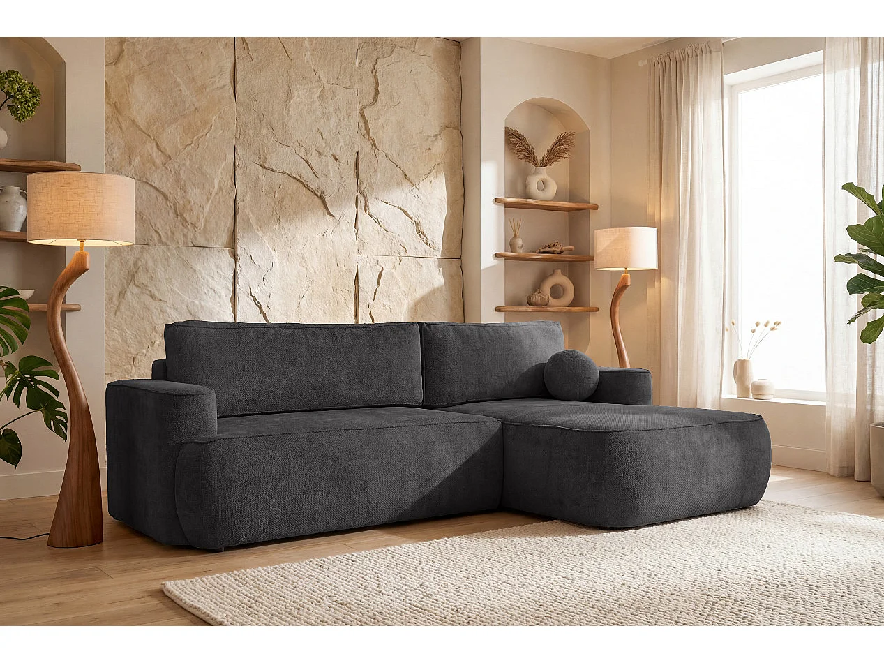 Narożnik Moon, do salonu, z funkcją spania, Flow, prawy, antracyt (21)