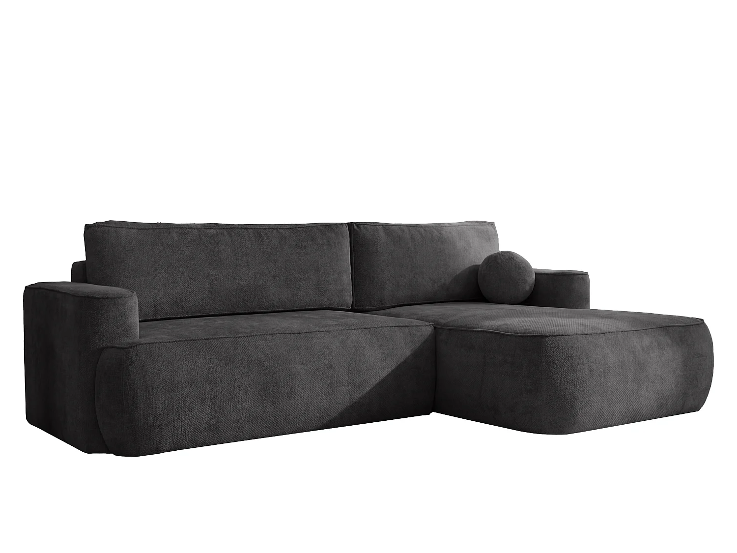 Canapé d'angle Moon, pour salon, avec fonction couchage, Flow, droit, anthracite (21)