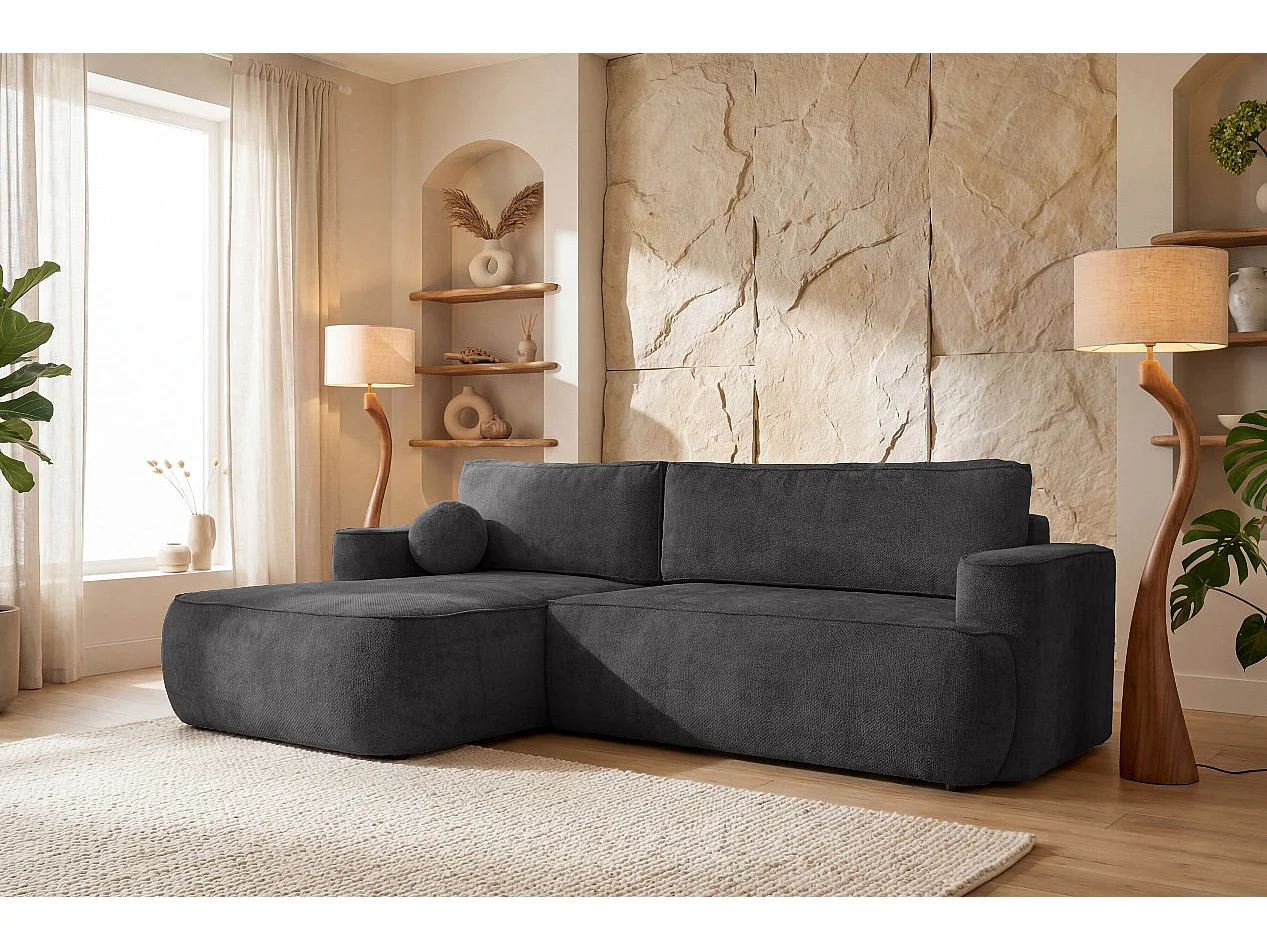 Narożnik Moon, do salonu, z funkcją spania, Flow, lewy, antracyt (21)