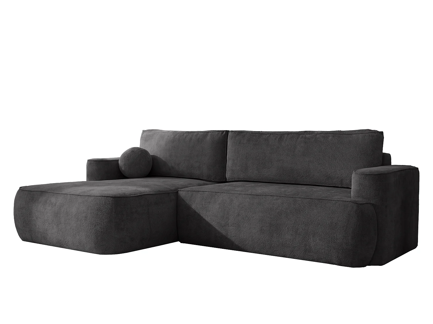 Canapé d'angle Moon, pour salon, avec fonction couchage, Flow, gauche, anthracite (21)