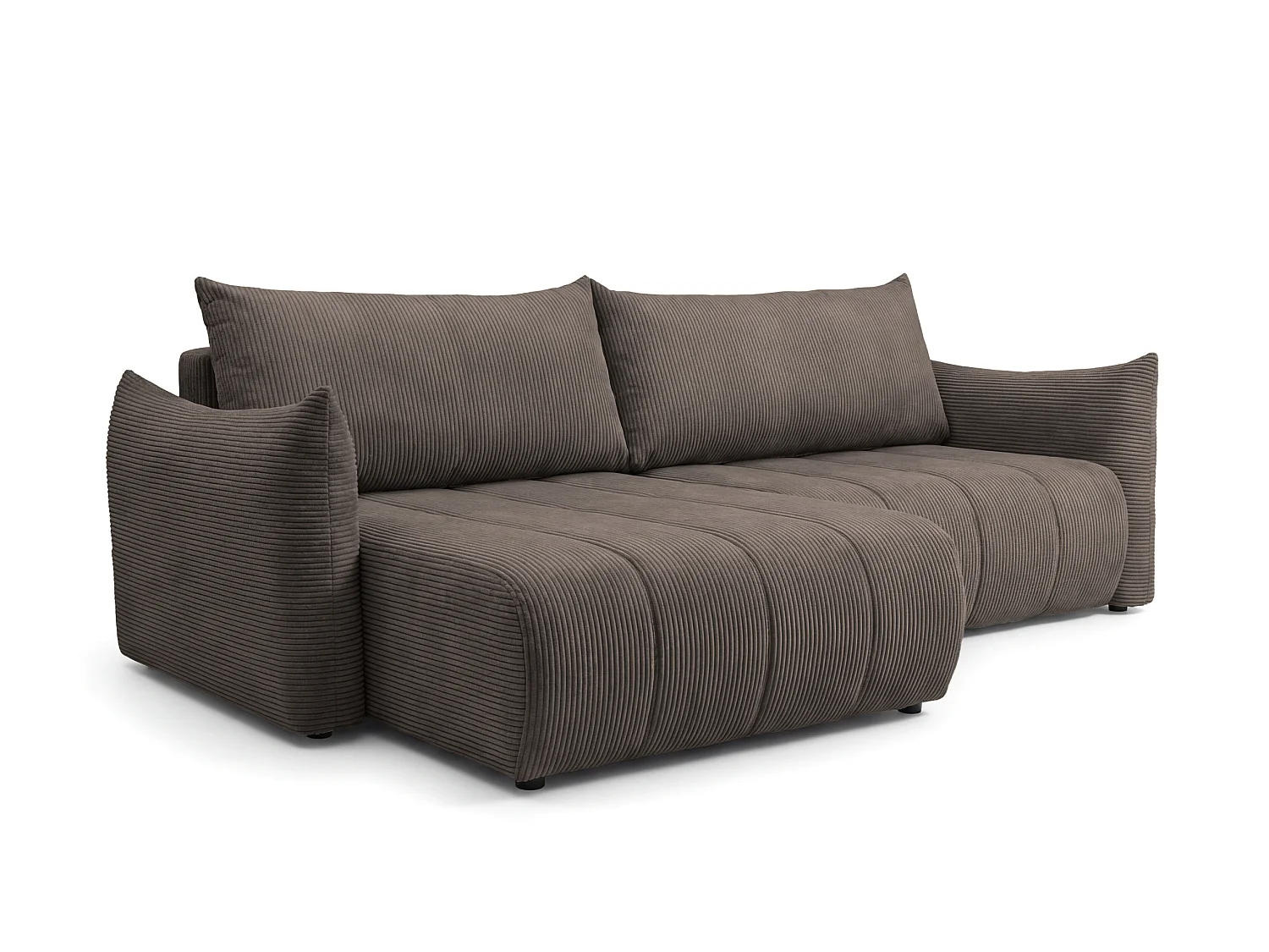 Canapé d'angle Flo, avec fonction couchage, pour salon, tissu Poso, marron (04)