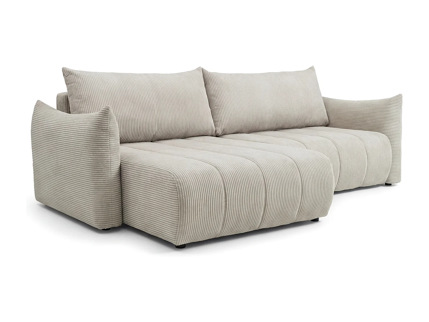 Narożnik Flo, z funkcją spania, do salonu, tkanina Poso, beż (100)