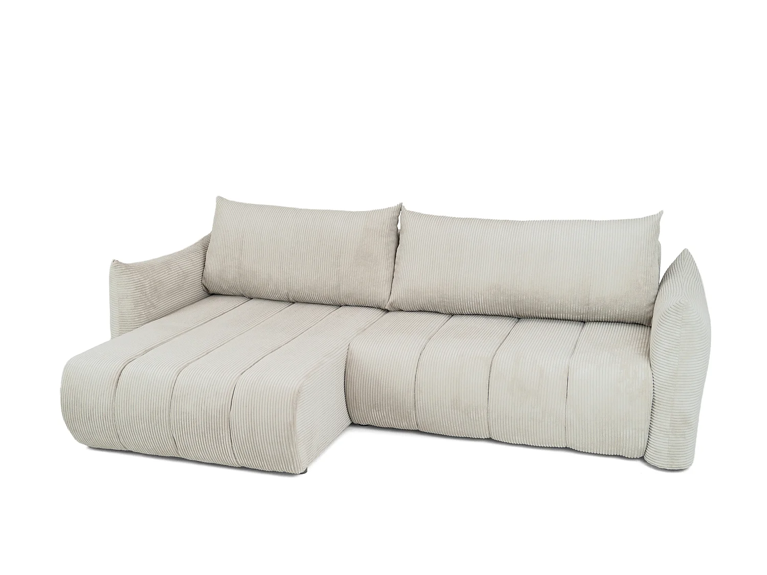 Canapé d'angle Flo, avec fonction couchage, pour salon, tissu Poso, beige (100)