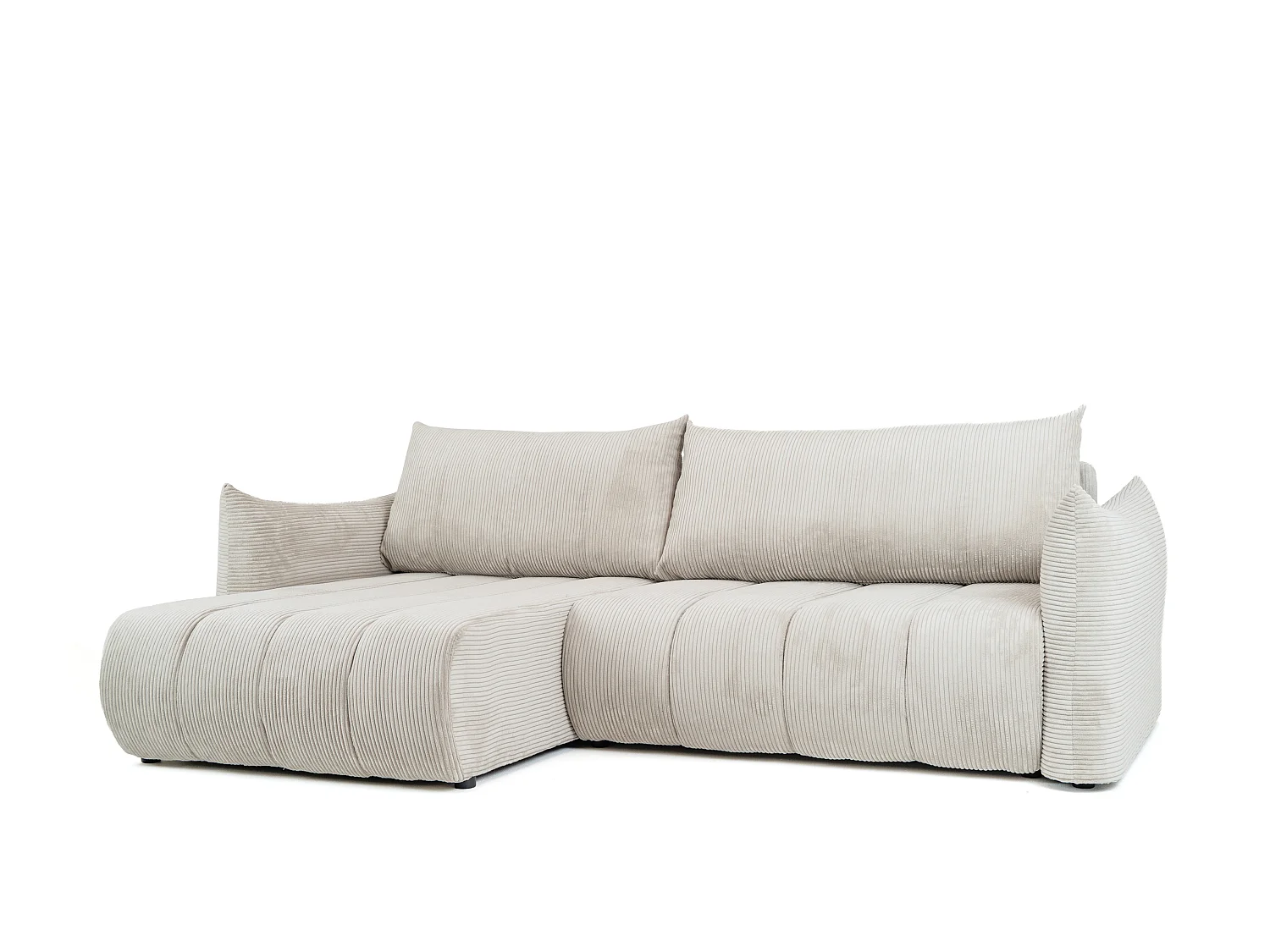 Canapé d'angle Flo, avec fonction couchage, pour salon, tissu Poso, beige (100)