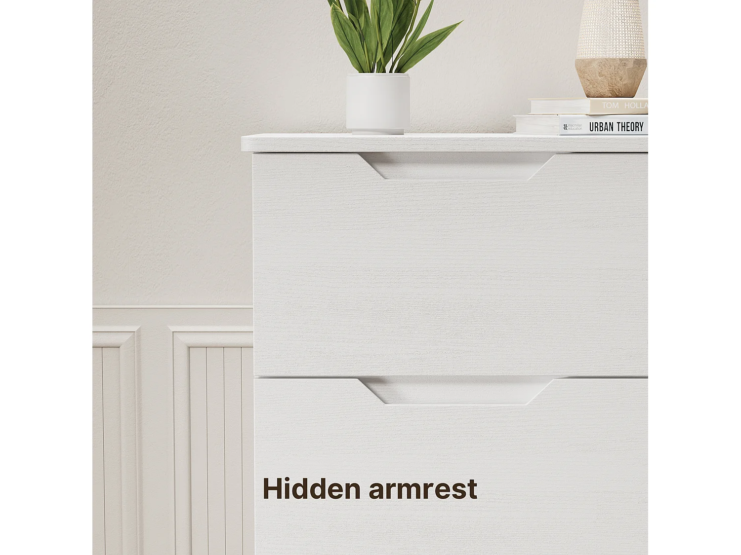 Bealife Armoire de Rangement 1 porte 3 tiroirs – Blanc 80×35×76 cm – Poignées invisibles, Fond de meuble surélevé，Anti-basculement – Salon, Chambre, Calle de bain