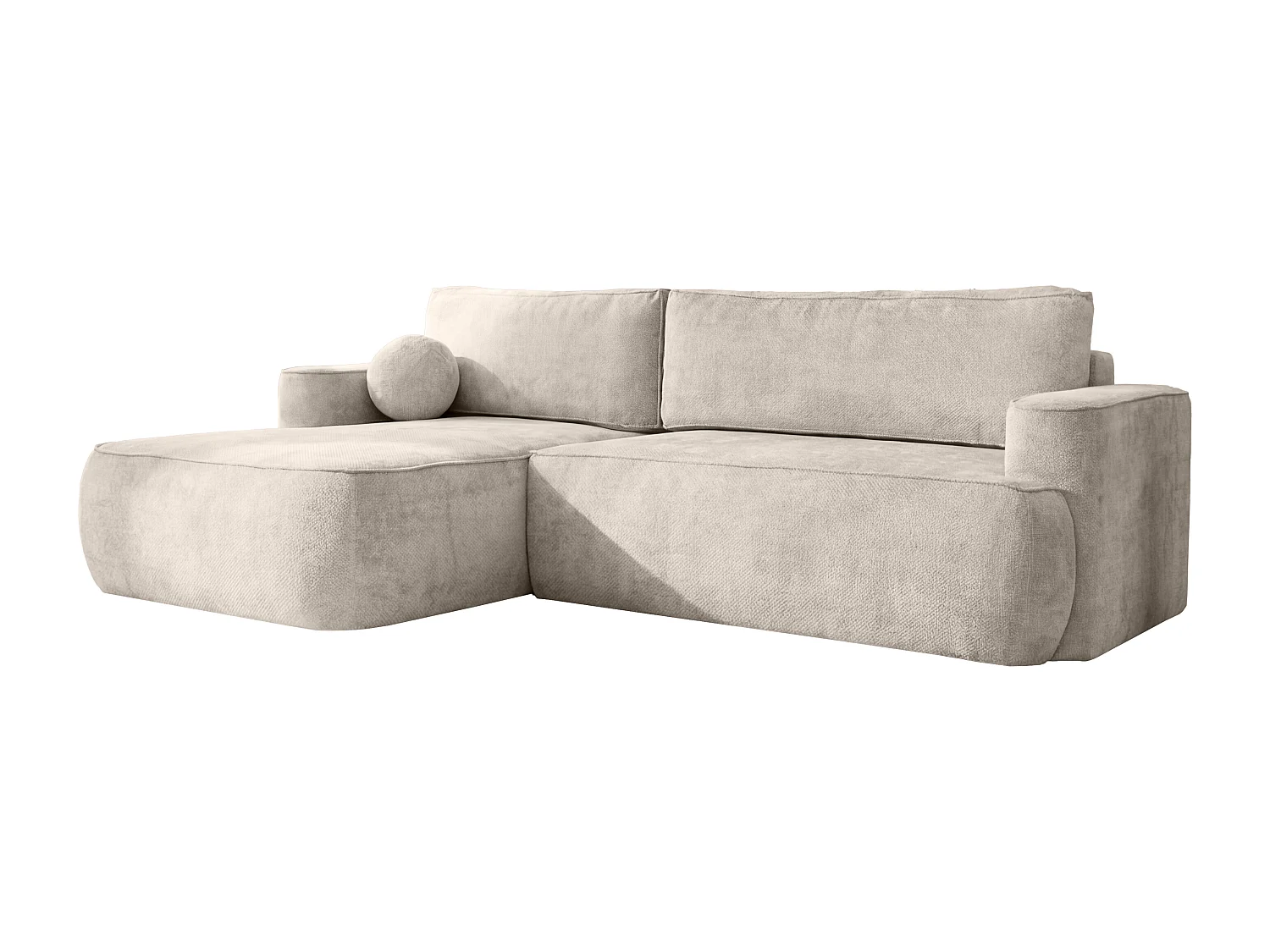 Narożnik Moon, do salonu, z funkcją spania, Flow, lewy, kremowy (04)