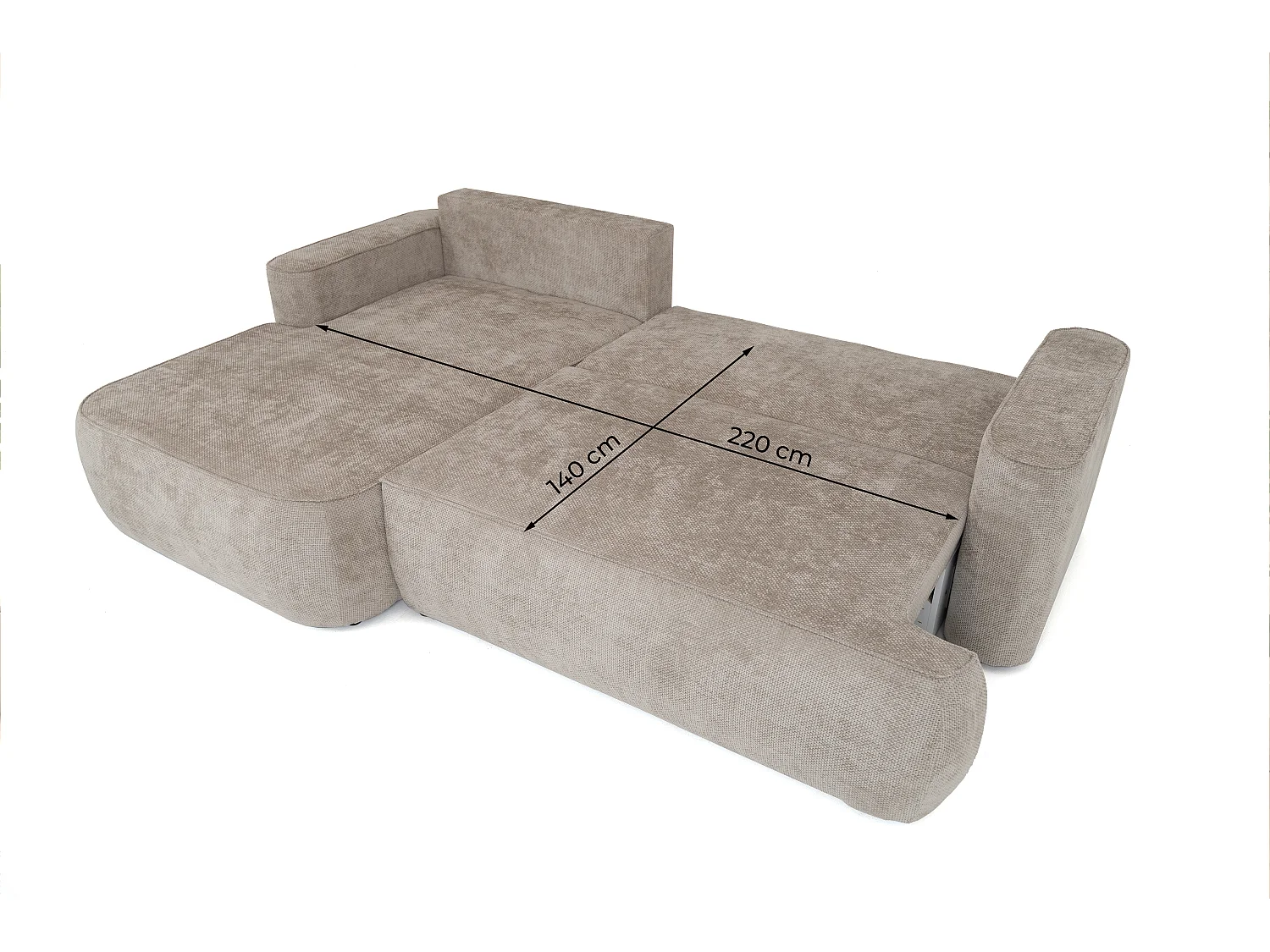 Canapé d'angle Moon, pour salon, avec fonction couchage, Flow, gauche, crème (04)