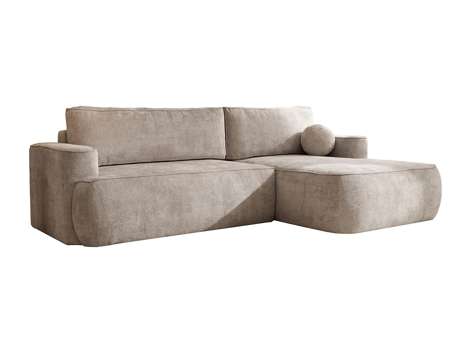 Narożnik Moon, do salonu, z funkcją spania, Flow, prawy, beżowy (01)