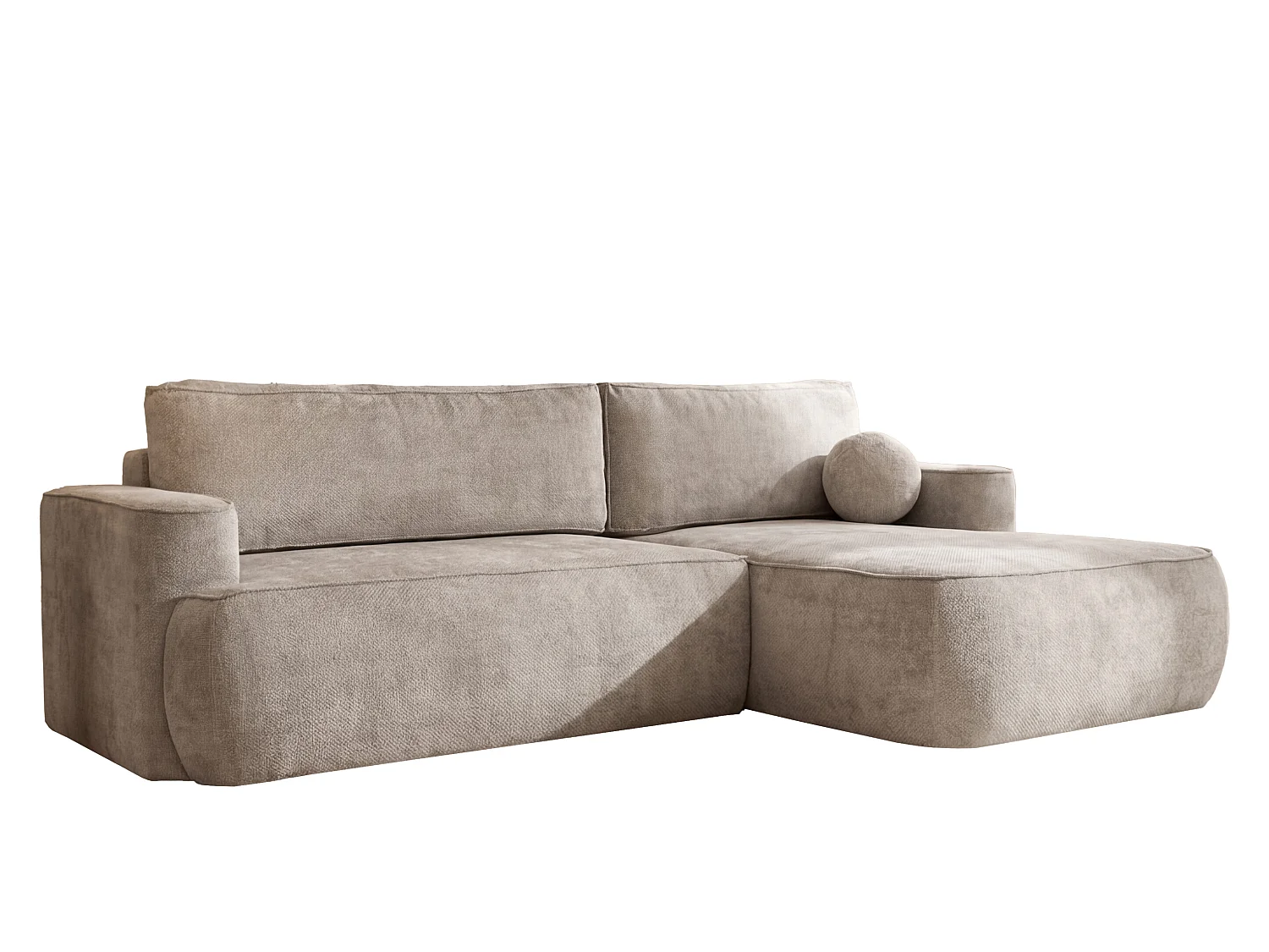 Canapé d'angle Moon, pour salon, avec fonction couchage, Flow, droit, beige (01)