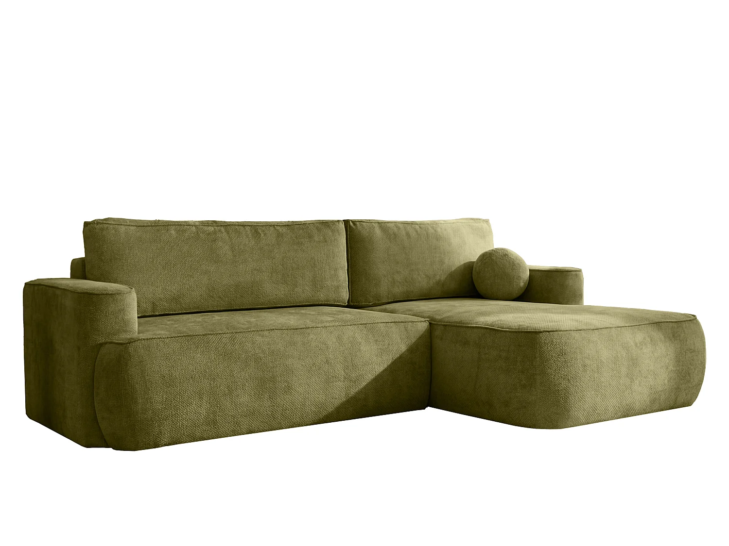 Canapé d'angle Moon, pour salon, avec fonction couchage, Flow, droit, vert (12)