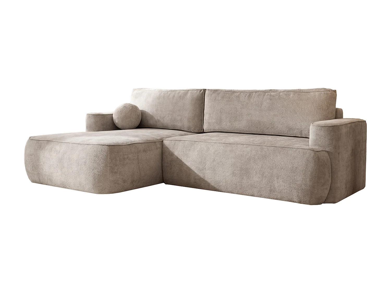 Narożnik Moon, do salonu, z funkcją spania, Flow, lewy, beżowy (01)