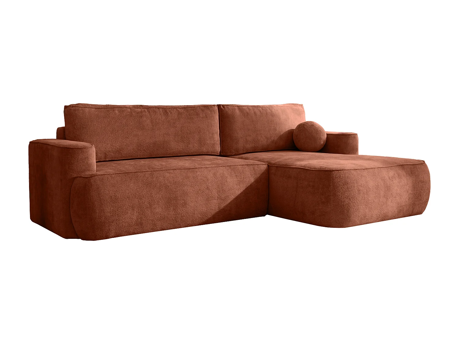 Narożnik Moon, do salonu, z funkcją spania, Flow, prawy, cegła (09)