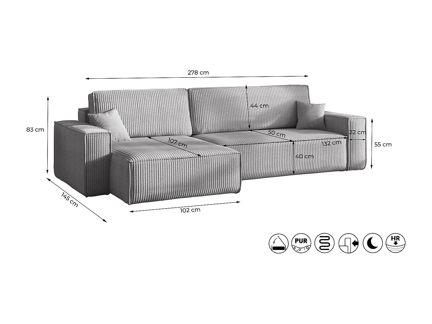 Canapé d'angle Karl XL tissu Quelle 54 brique