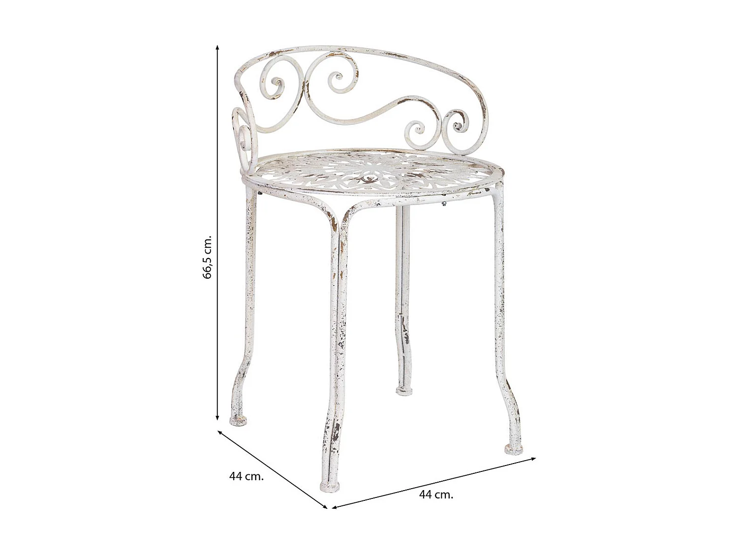 Hocker aus Metall, Vintage-Finish, 44x44x66,5H cm