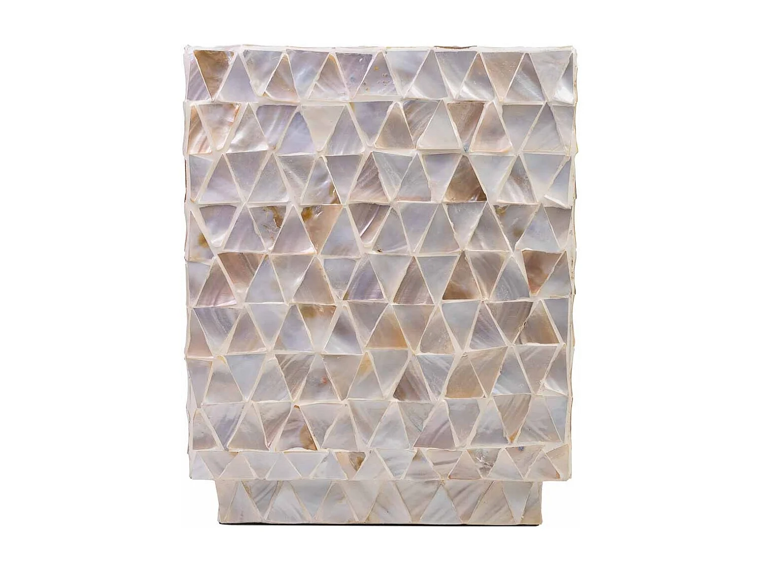 Beiger Hocker aus Holz und Perlmutt, 35x35x45H cm