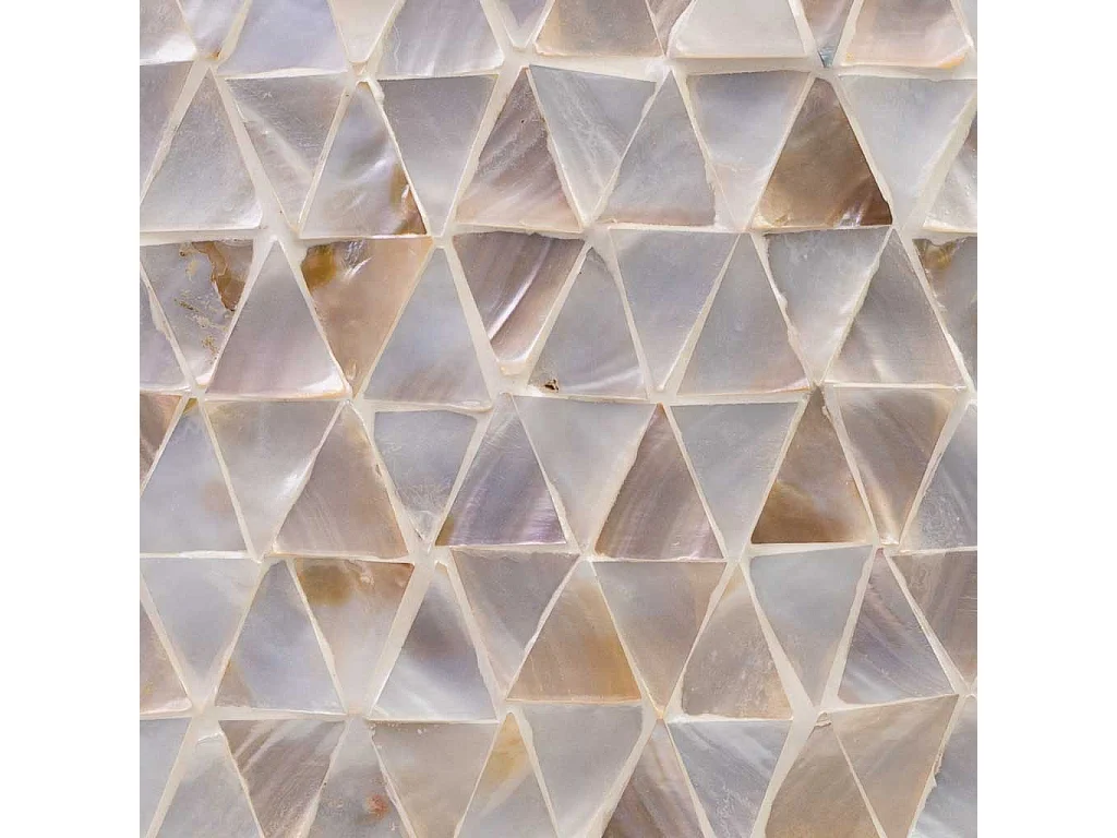 Beiger Hocker aus Holz und Perlmutt, 35x35x45H cm